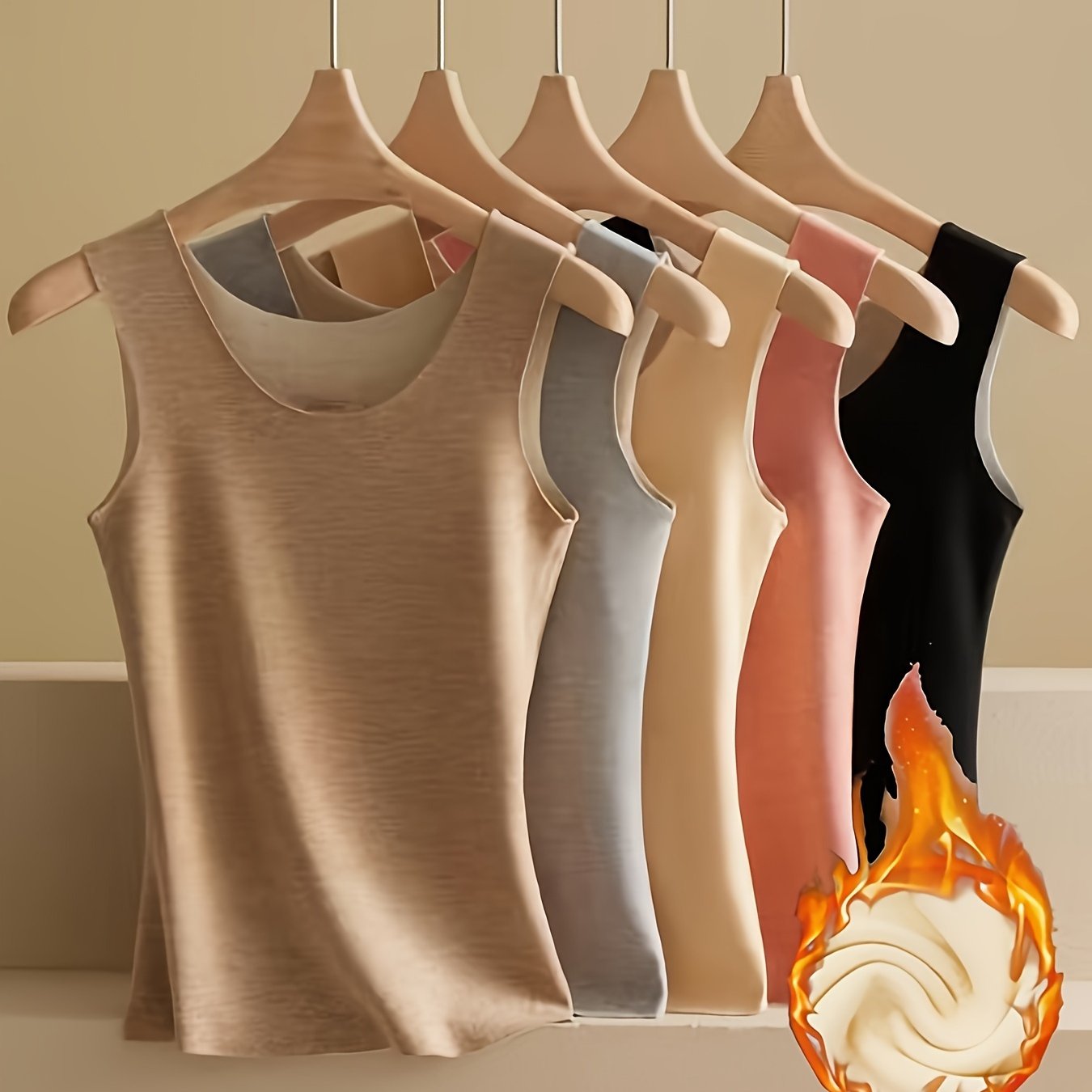 5pcs Set Women's Autumn And Winter Fleece-lined Thickened Warm Vest Comfortable Slim-fit Warm Base Underwear