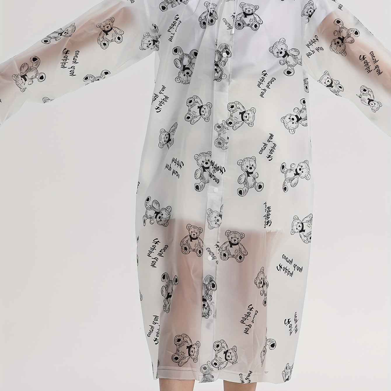 Image of 1pc Of Full-print Bear Raincoat, Thickened For Cycling And Travel, Fashionable Eva Adult Raincoat
