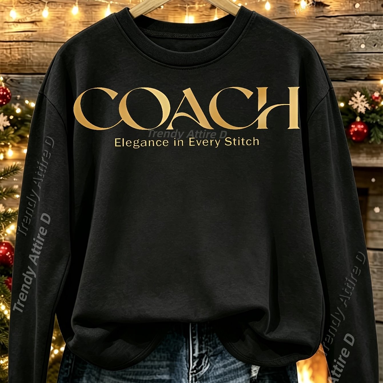 TEMU Plus Size, Women's Size Oversized Round Neck Long-sleeve T-shirt Suitable For , Casual & Elegant Layering Top With Letter Print Or Patches,