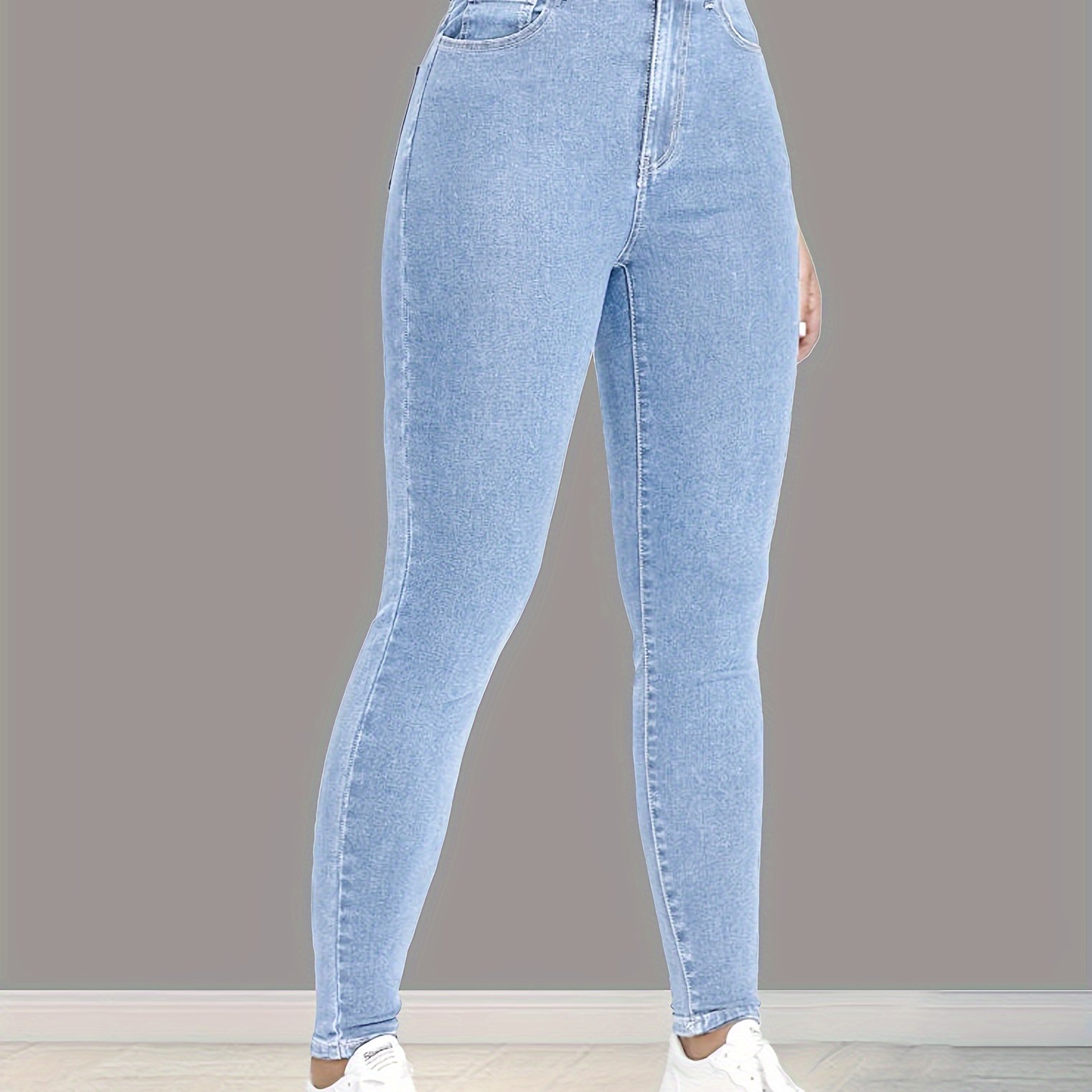 Image of Light Blue High-stretch Skinny Pants Denim Jeans