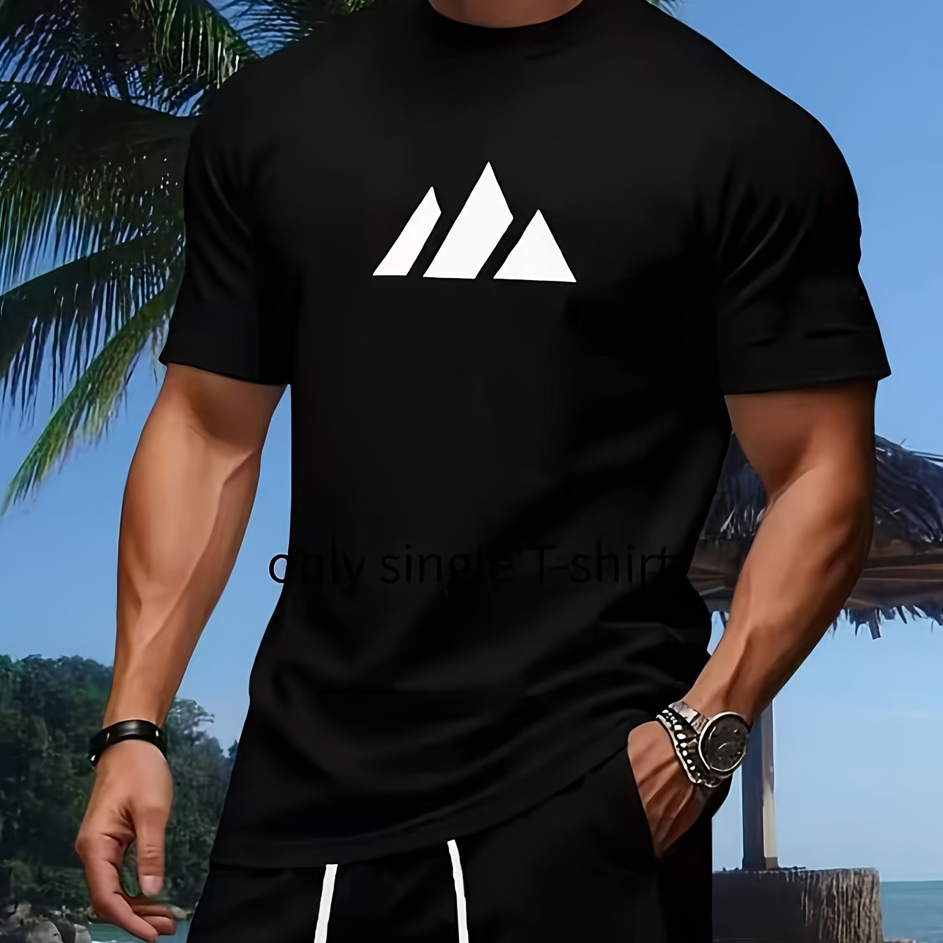 TEMU 1pc Plus Size Men's T-shirt With Patterned Print, Crew Neck, Casual And Sports Outdoor Wear, Quick-dry, Breathable, Loose Fit