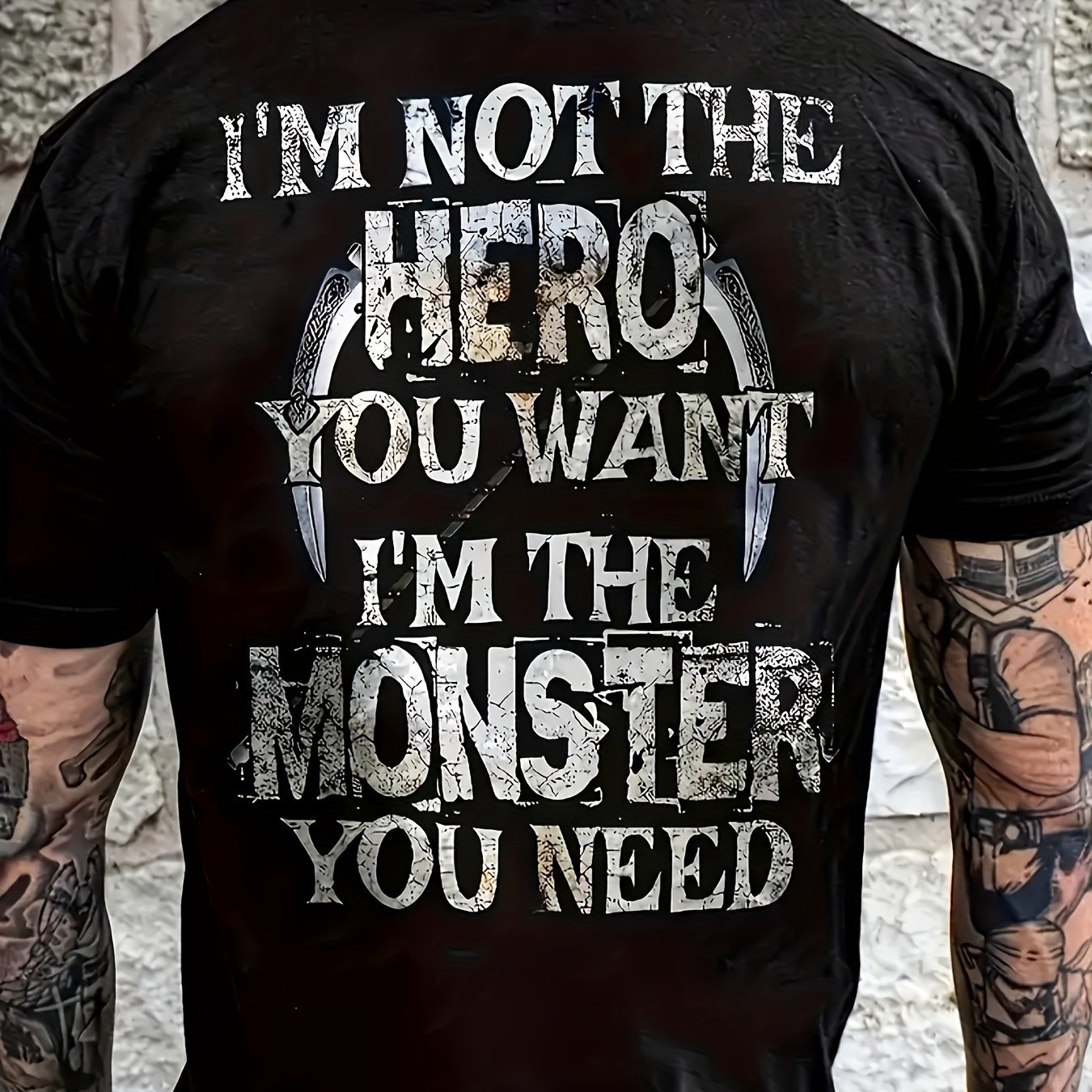 TEMU Men's I'm You Need Pattern Tshirt Made Of Vintage Letter Print Stretch Fabric Casual Round Neck D Top Suitable For Outdoor And Daily Wea Classic