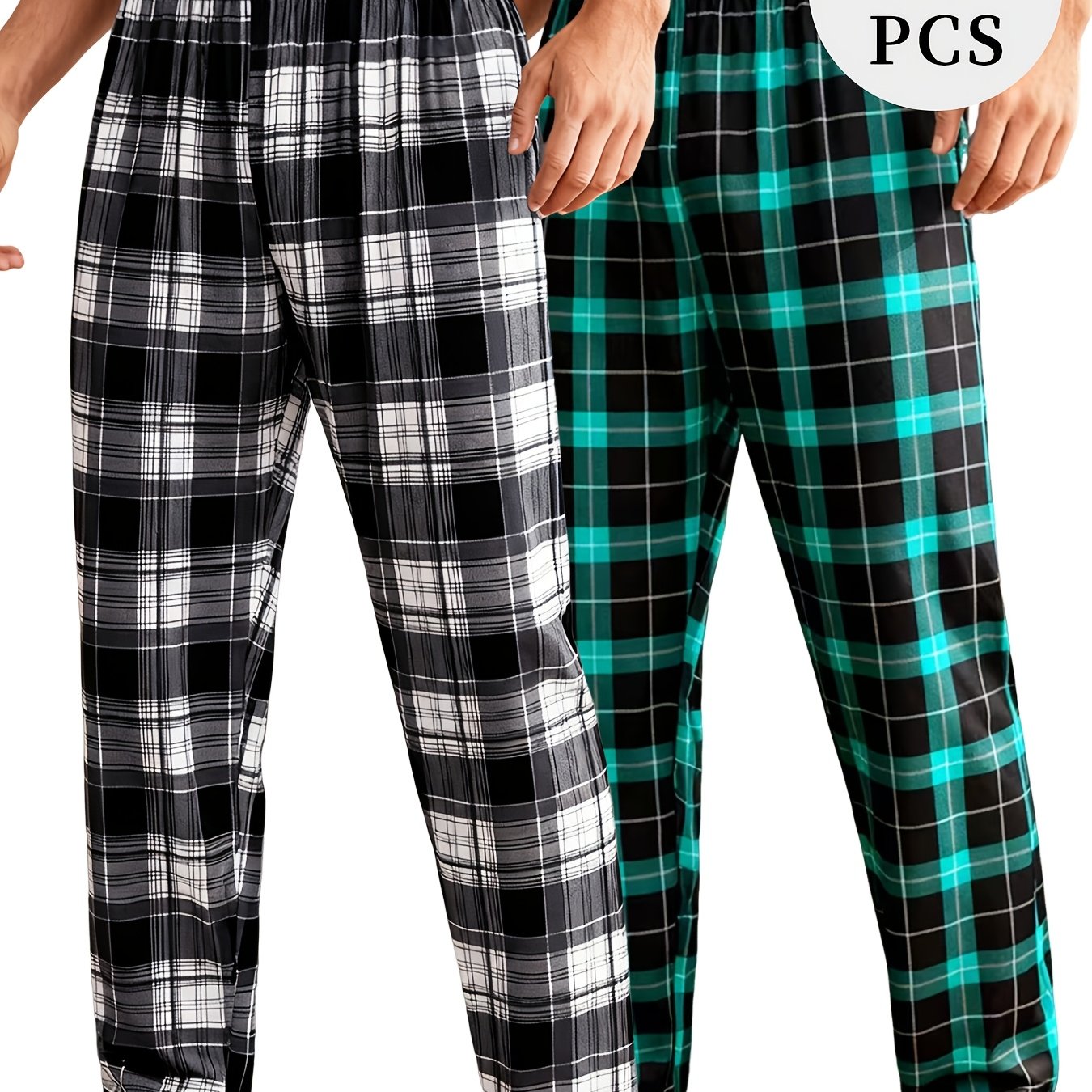 TEMU 2-pc, Print Long Pants, Black And Dark Green