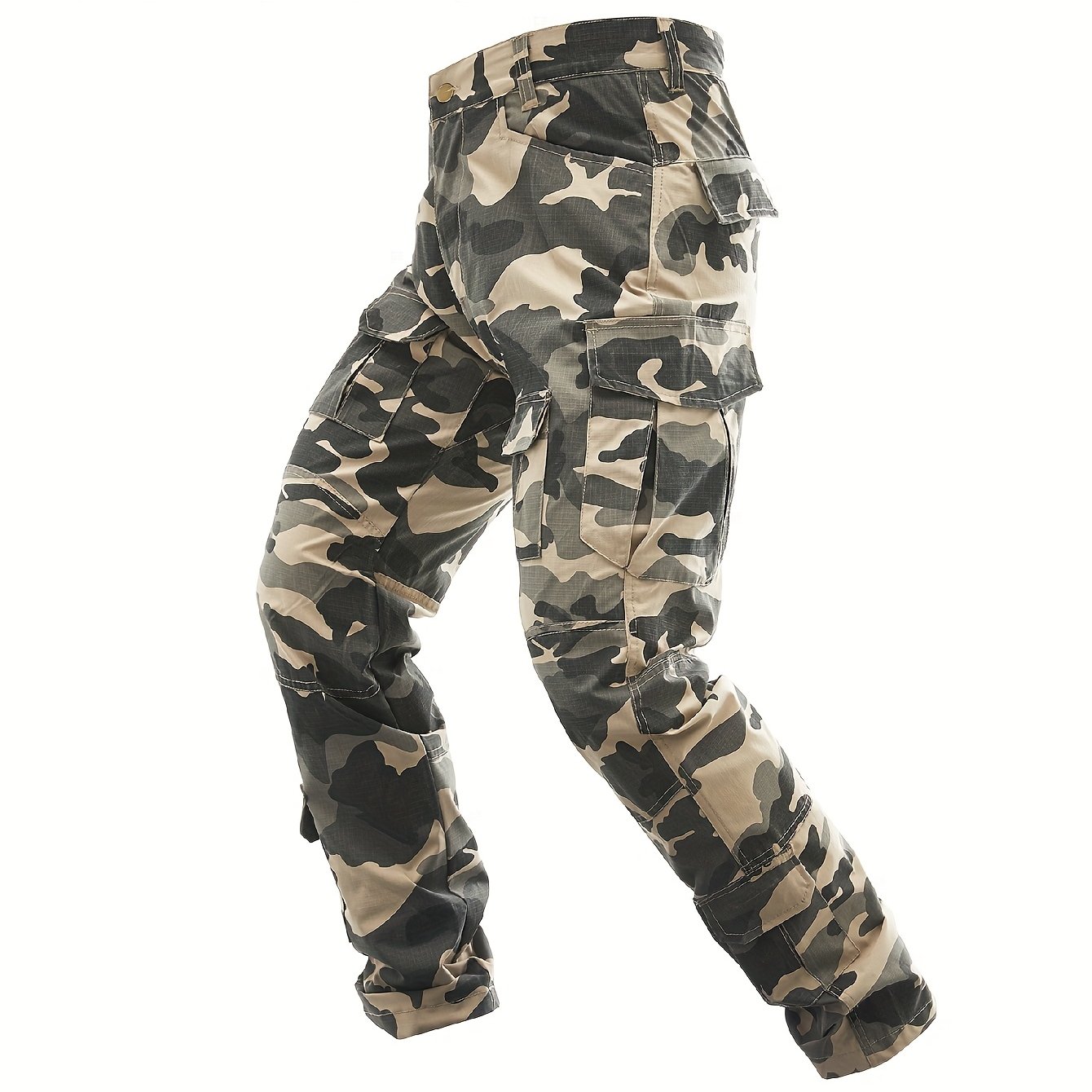 Men's Plus Size Heavy-duty Tactical Cargo Pants - Camo Suitable For Hunting & Outdoor, Multi- With Reinforced Belt Loops, Durable Pants For,,, Casual Wear (regular Fit)