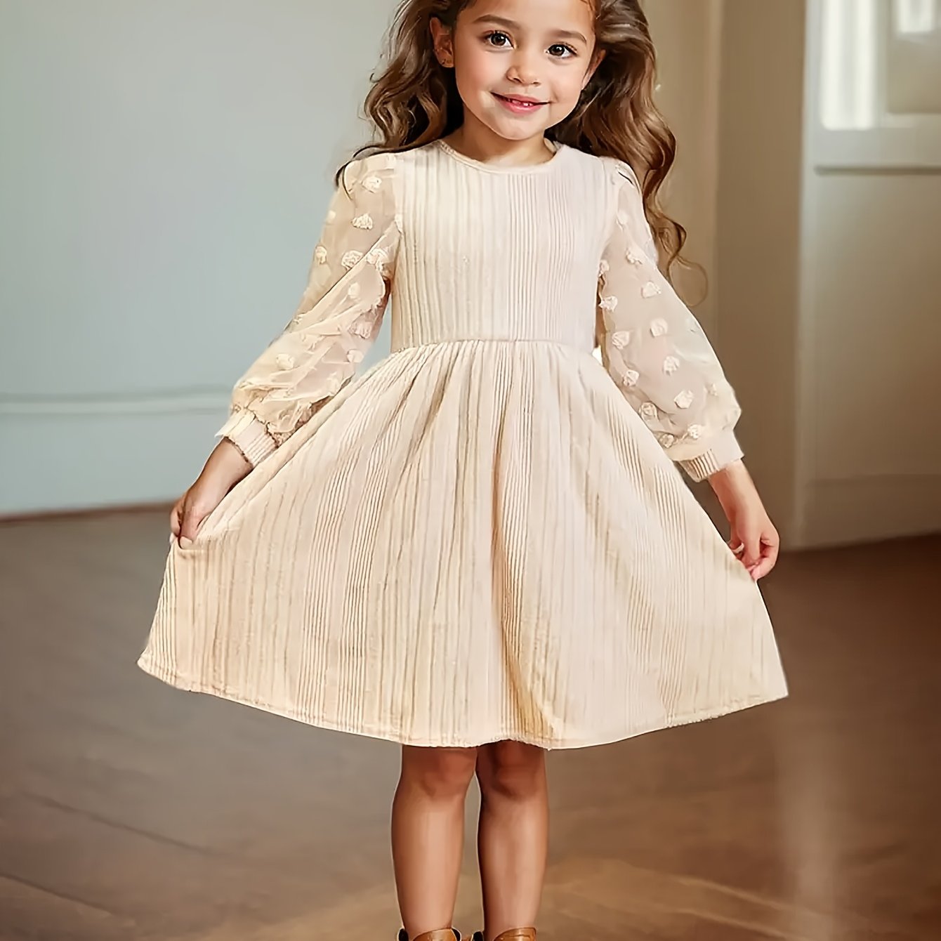 TEMU Wear Girls' Dress Autumn Outfit 2025 New Style Kids Girly Birthday Dress Little Princess Dress Autumn