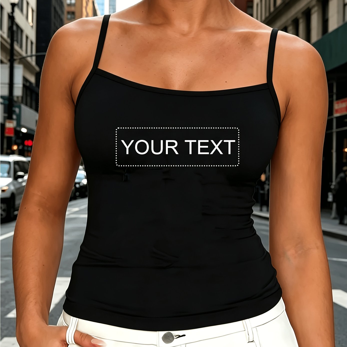 TEMU [customized Product] Personalized Women's Camisole, Ideal For Summer. Supports Uploading Text, Words, Phrases Or Mottos. Simple And