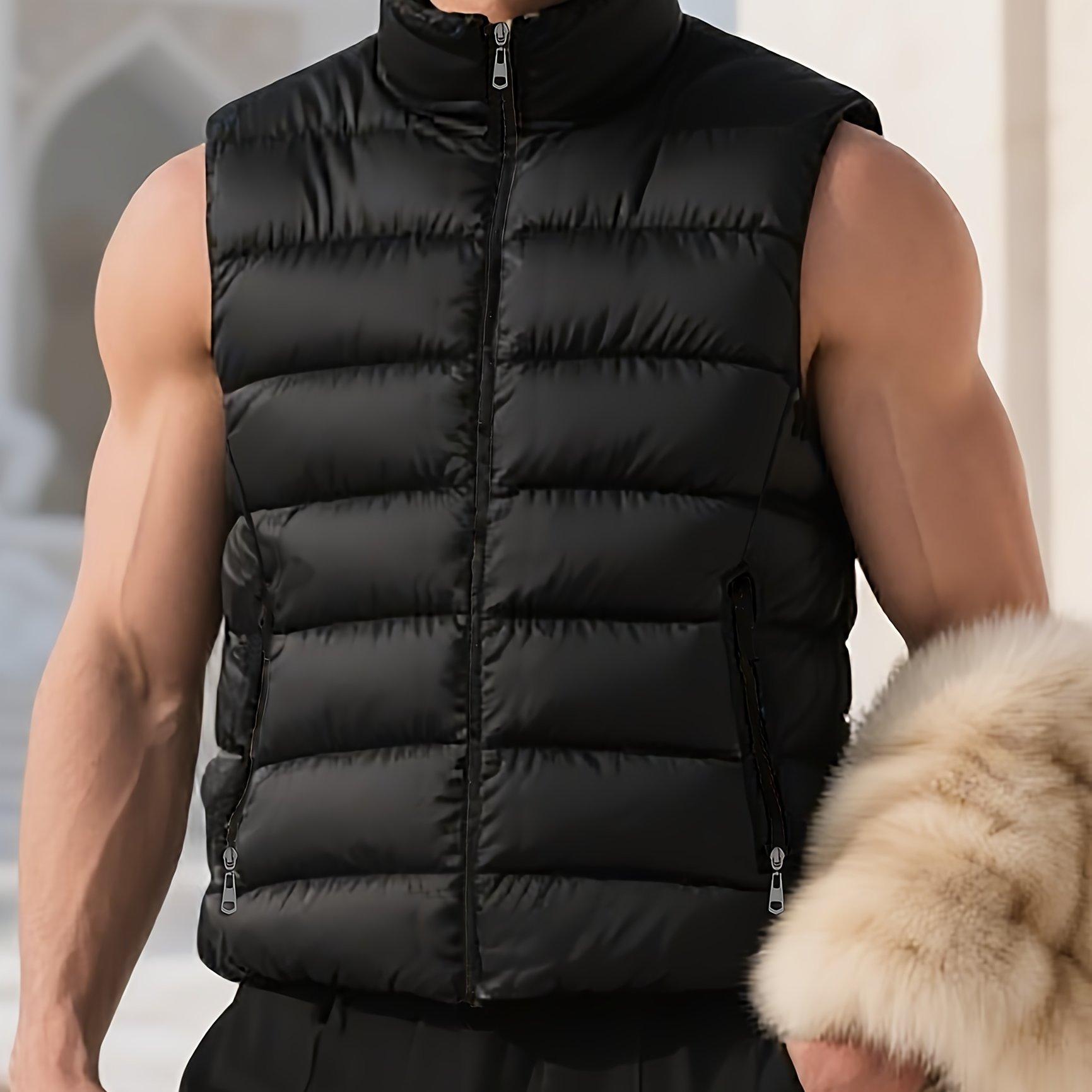 TEMU Men's Casual Zip Pocket Vest, Suitable For During Autumn And Winter, Daily Wear, Outdoor Hiking, And Entertainment Activities. A Must-have Item