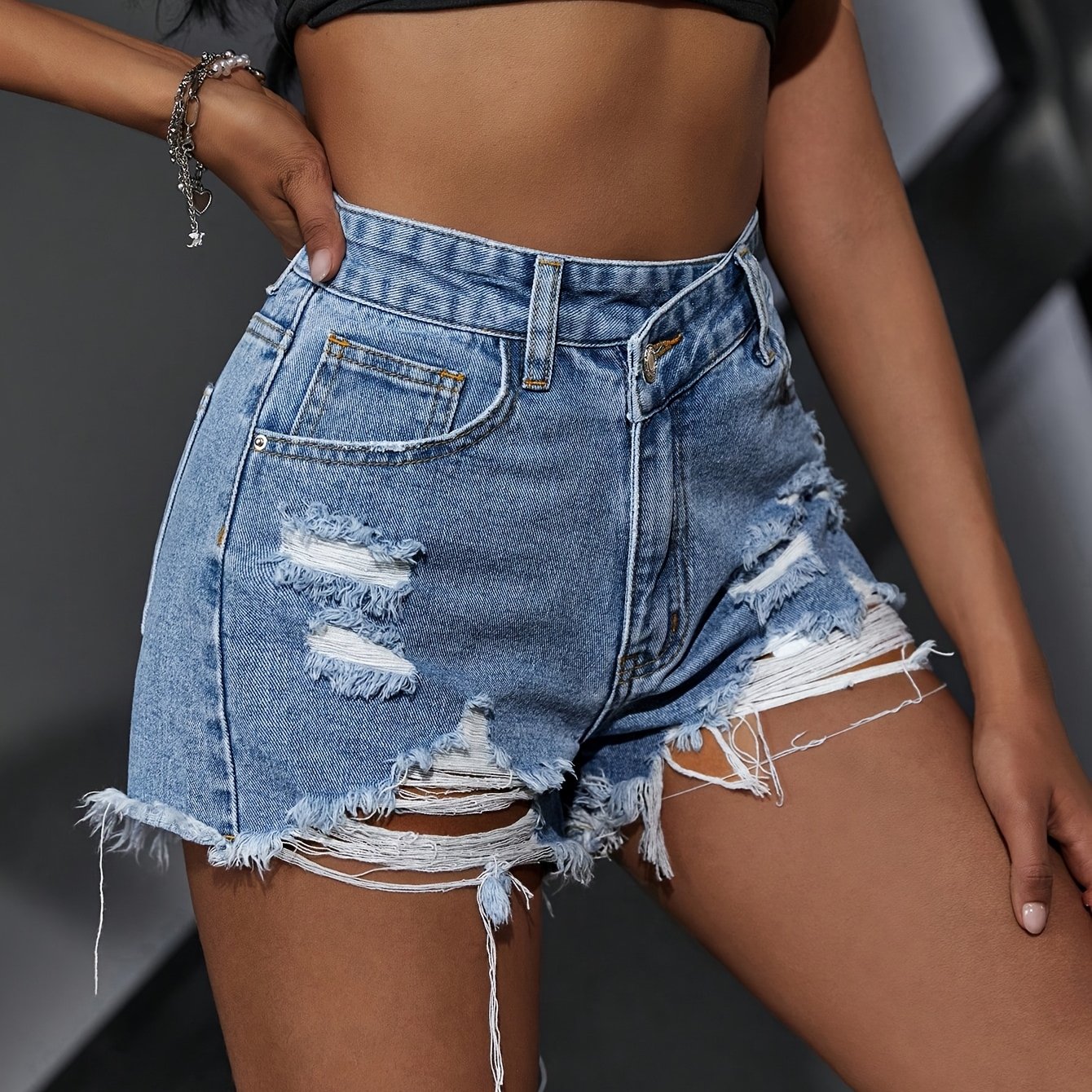 Women's Ripped Denim Shorts, Mini Denim Shorts