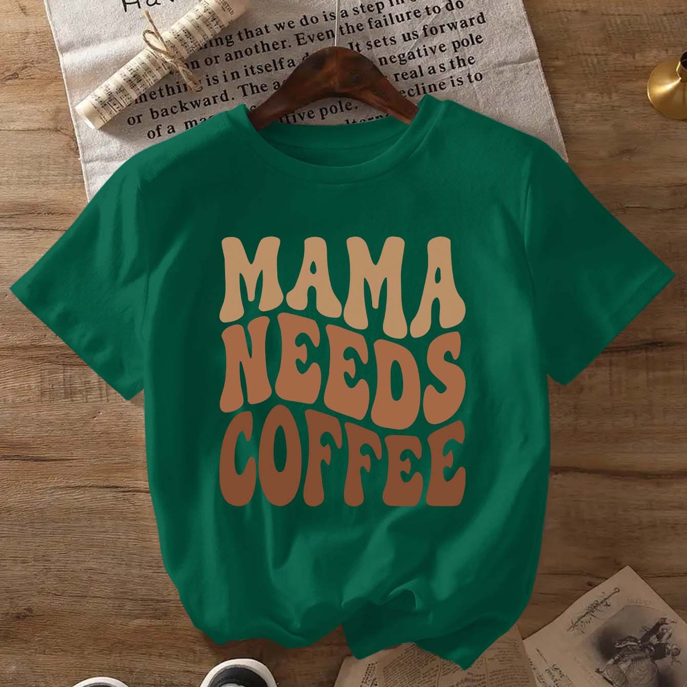 TEMU Mama Letters Letter Print T-shirt, Short Sleeve Crew Neck Casual Top For Summer And Spring, Women's Clothing