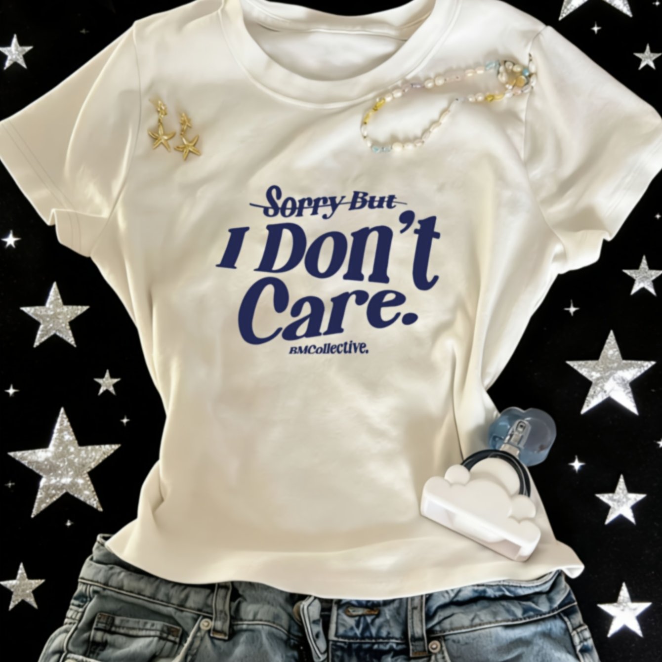 TEMU This -style Women's Cropped T-shirt Features A Casual And Relaxed Vibe With 'sorry But 't Care' Printed , Attractive Letters. Versatile And For