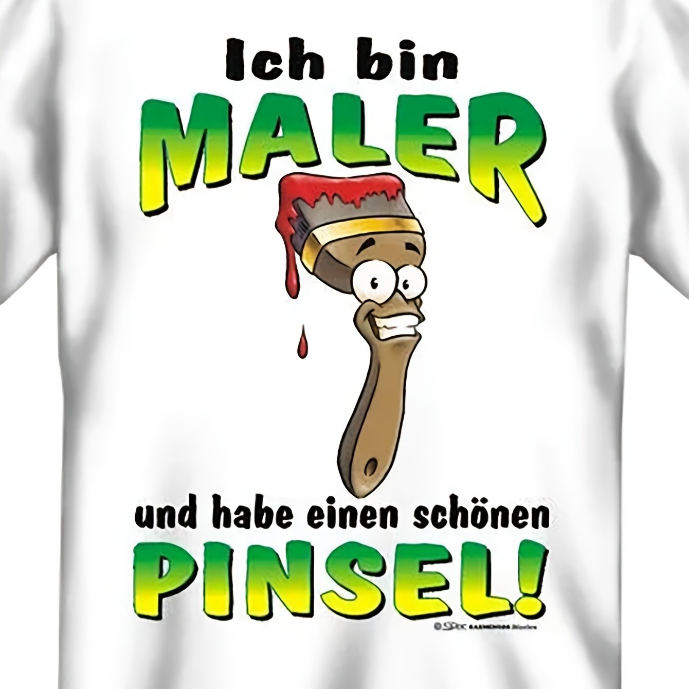 Image of Men' German Artist Humor T-shirt - "ich Bin Maler" Funny Painter Quote & Cartoon Brush, Casual Round Neck Short Sleeve Tee Suitable For , Machine Washable Gift For Artists, German Language Apparel