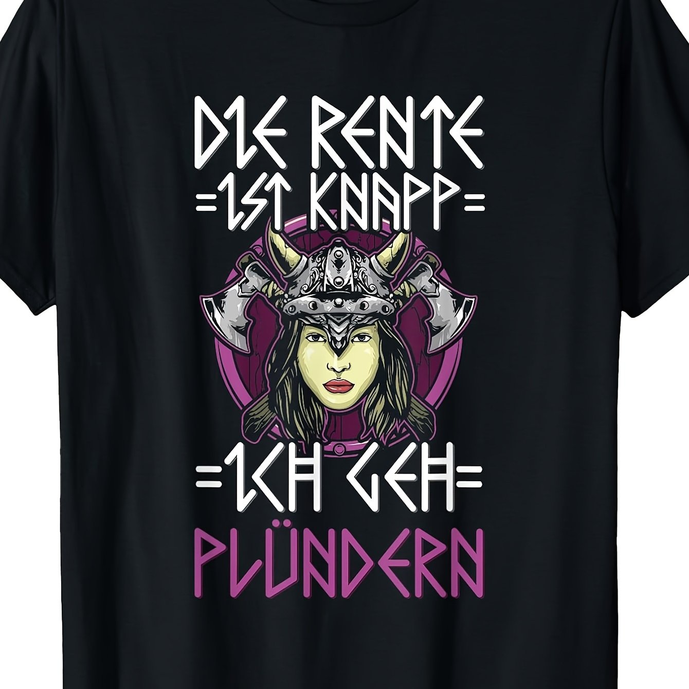 Die Rente Ist Ich Geh Pluendern Viking Shieldmaiden Graphic Tee Men's Black Tee Classic Perfect For Home|outdoor|gifting|work (birthdays|valentine's Day|mother's Day) S-3xl Unisex