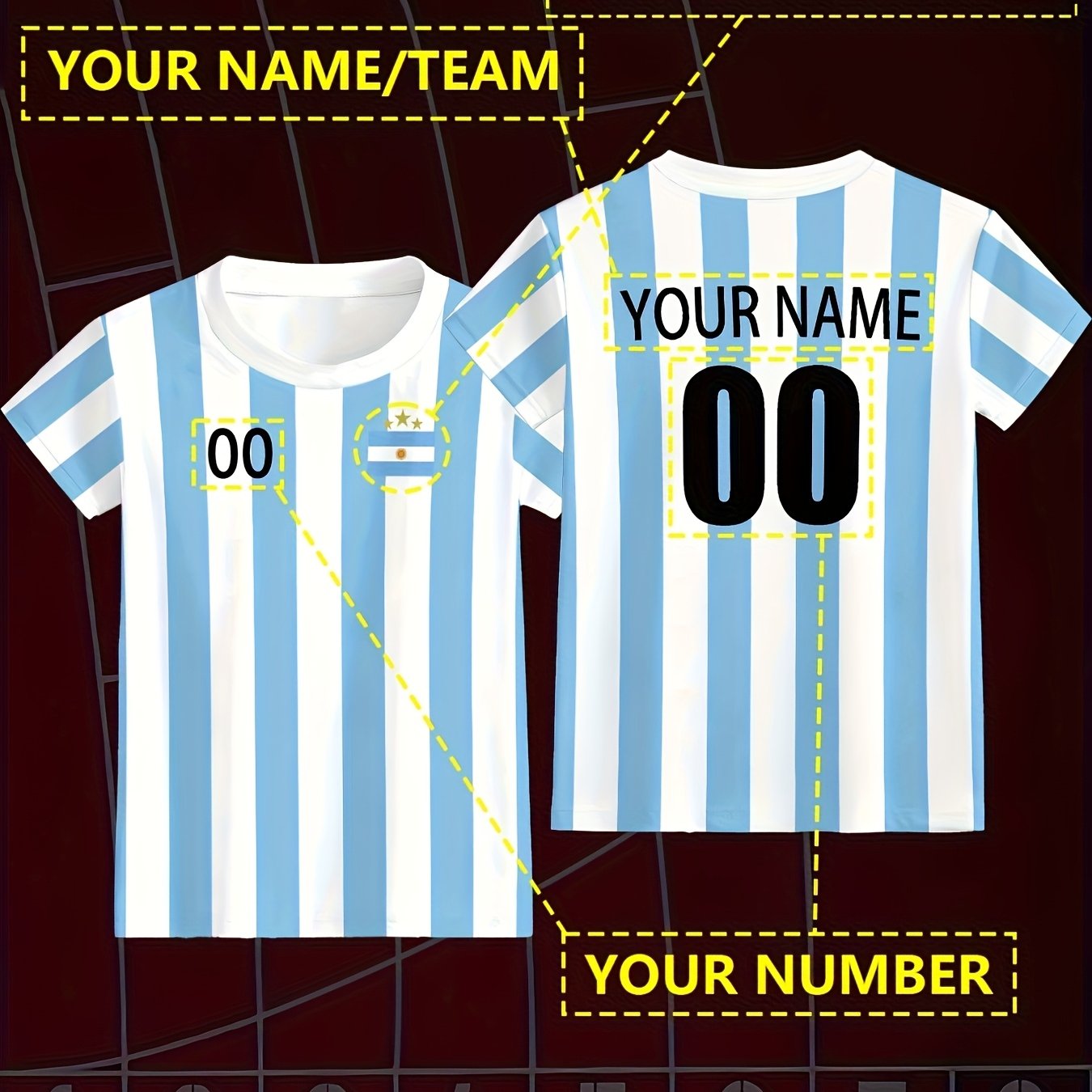 TEMU Personalized Diy Name - Youth Quick-dry Soccer Jersey - Lightweight, Breathable, For Sports Training Uniform Perfect For Exercise, Training,