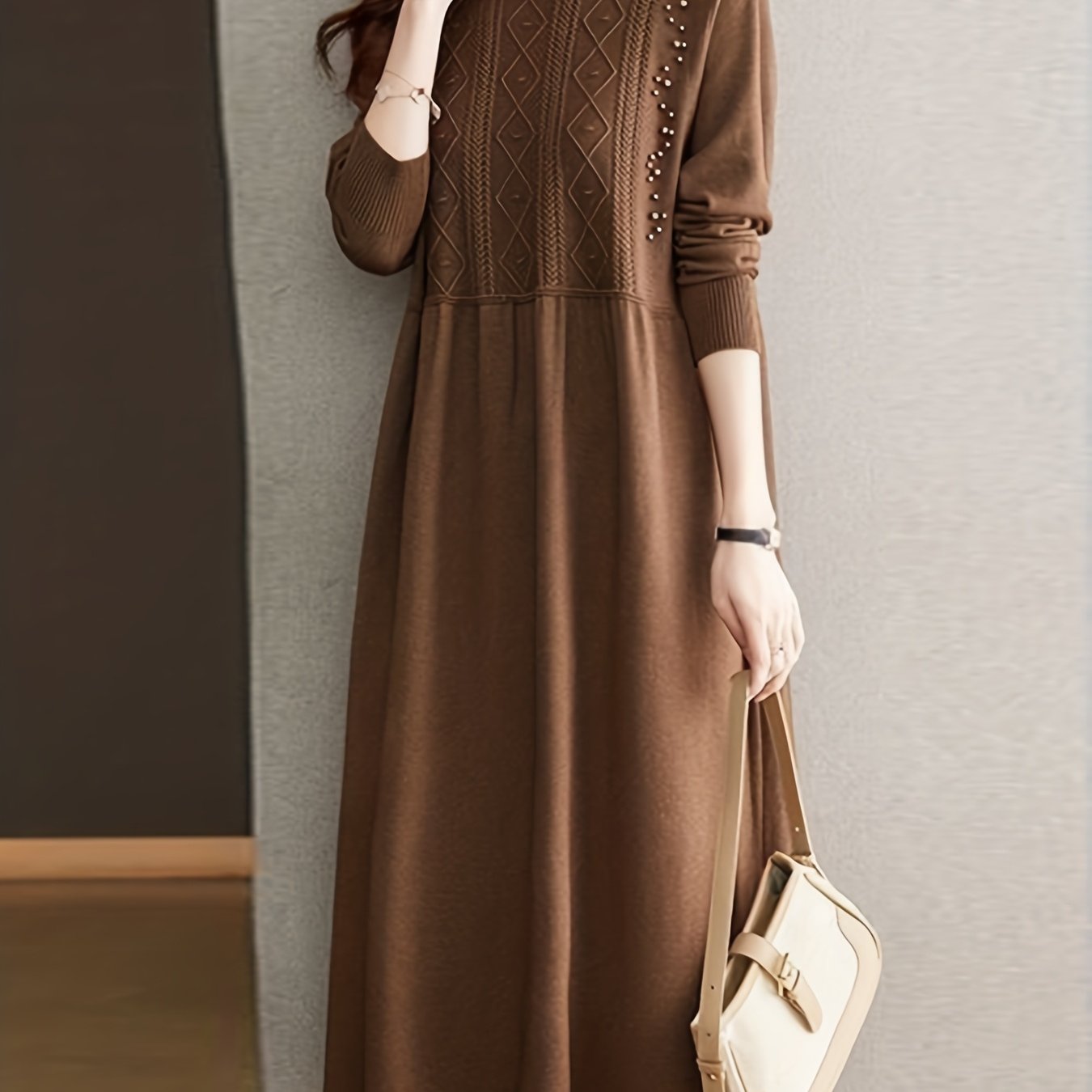 TEMU プラスサイズ ファッション カジュス トなゆったりセータードレス