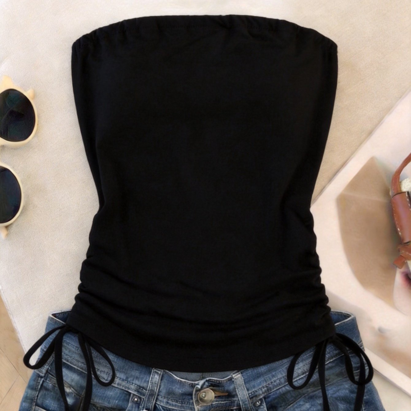 TEMU D333-y2k Gothic Waist-cinching Tube Top Street Fashion Slim Strapless Women' Top Spring Summer New Arrival-ldh