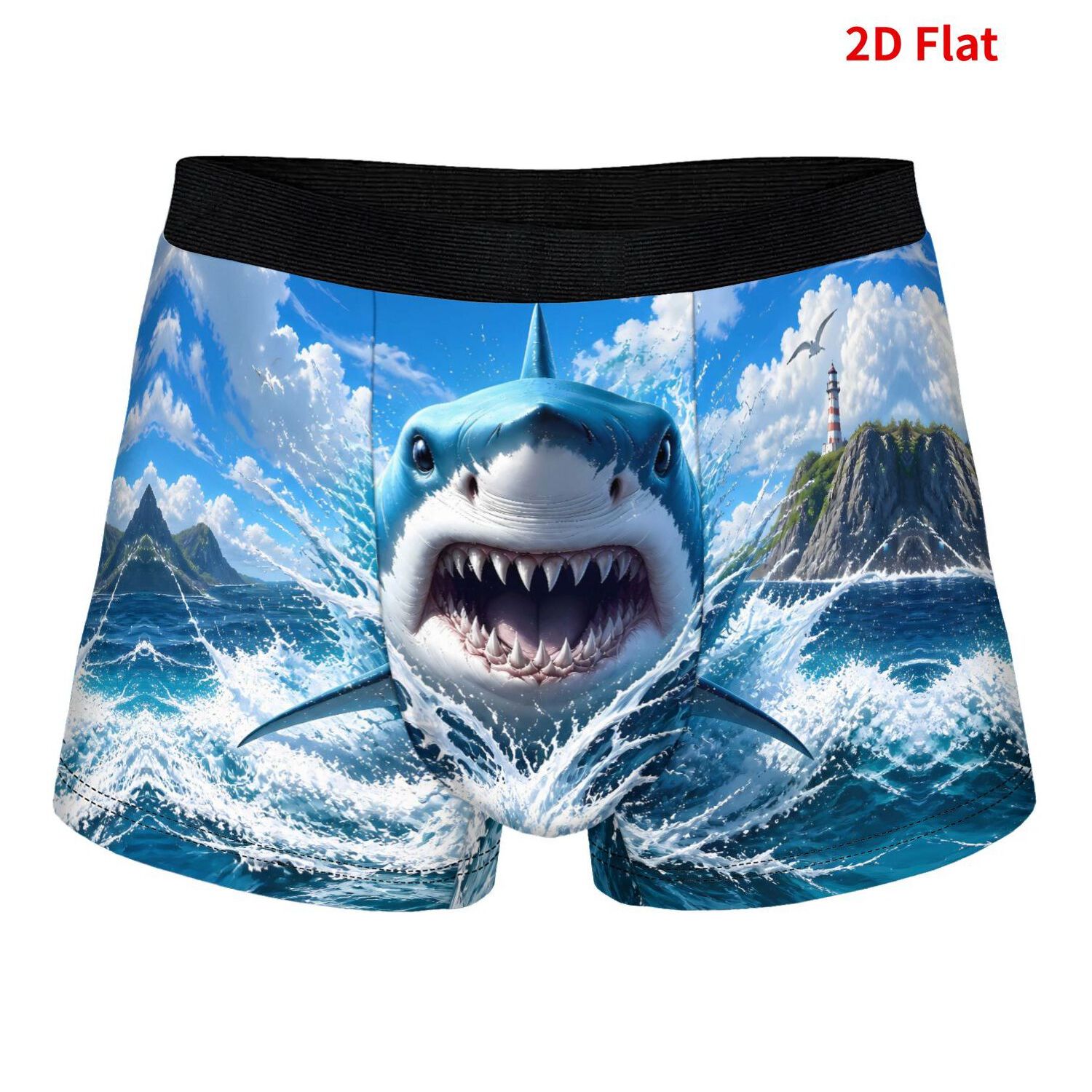 TEMU 2d Print Ocean Underwear With Printed Design, Fashion Underwear, Machine Washable, Soft Polyester Fabric, Great Gift For Husband