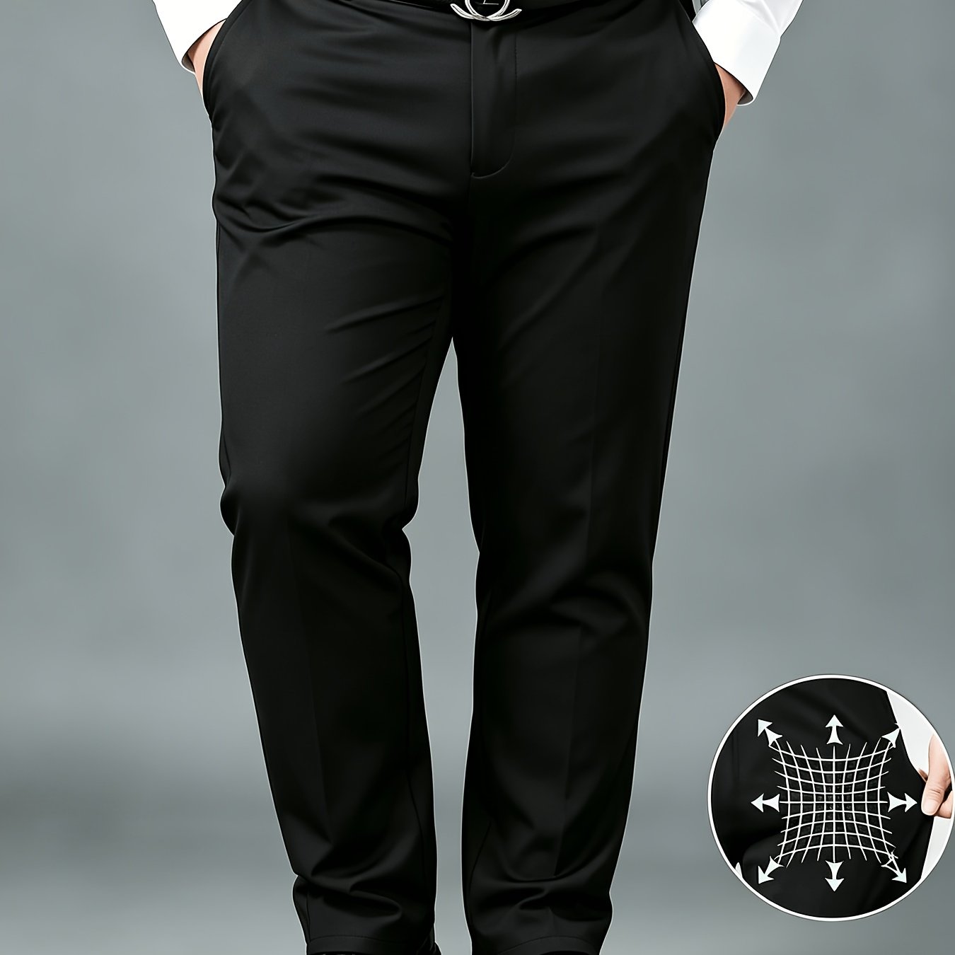 TEMU Plus-size Men's Stretch Dress Pants, Loose And Comfortable, Suitable For Business And Casual Wear, Plus Size