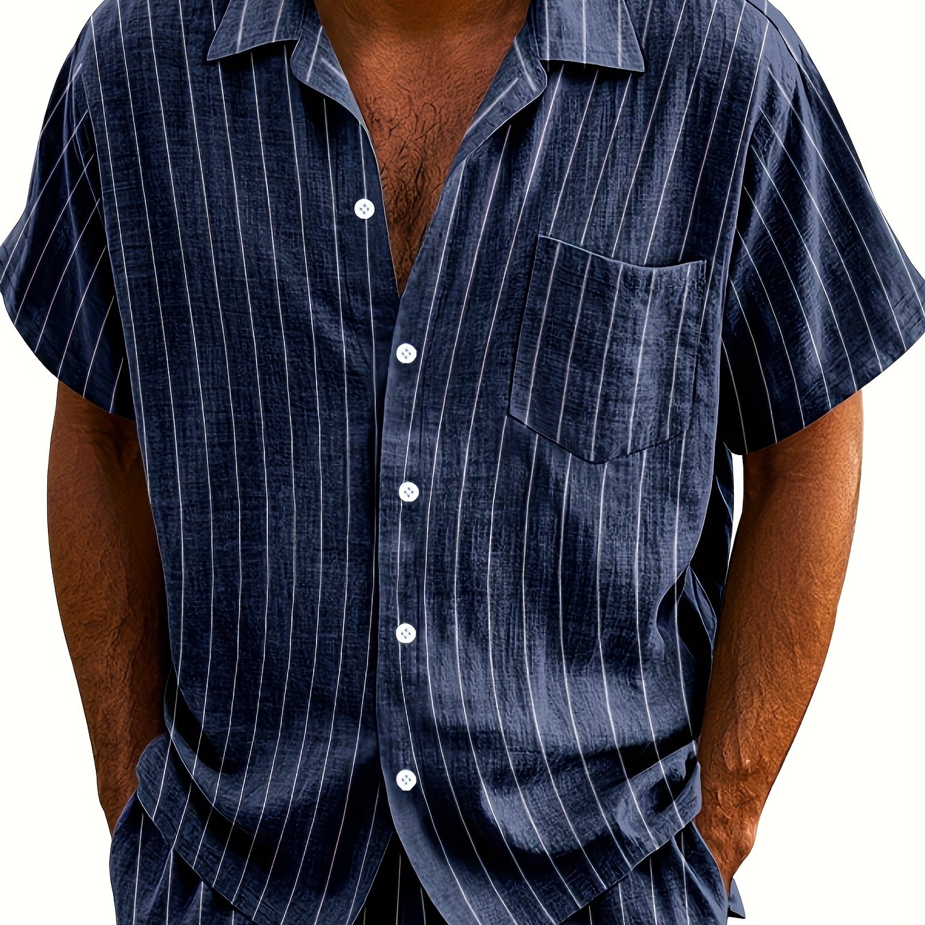 TEMU 's Casual Linen Shirt - Breathable Short Sleeve, Ideal For Summer And Beachwear, Men's Casual Short Sleeve Shirt, Men's Gift, Travel Outfit,