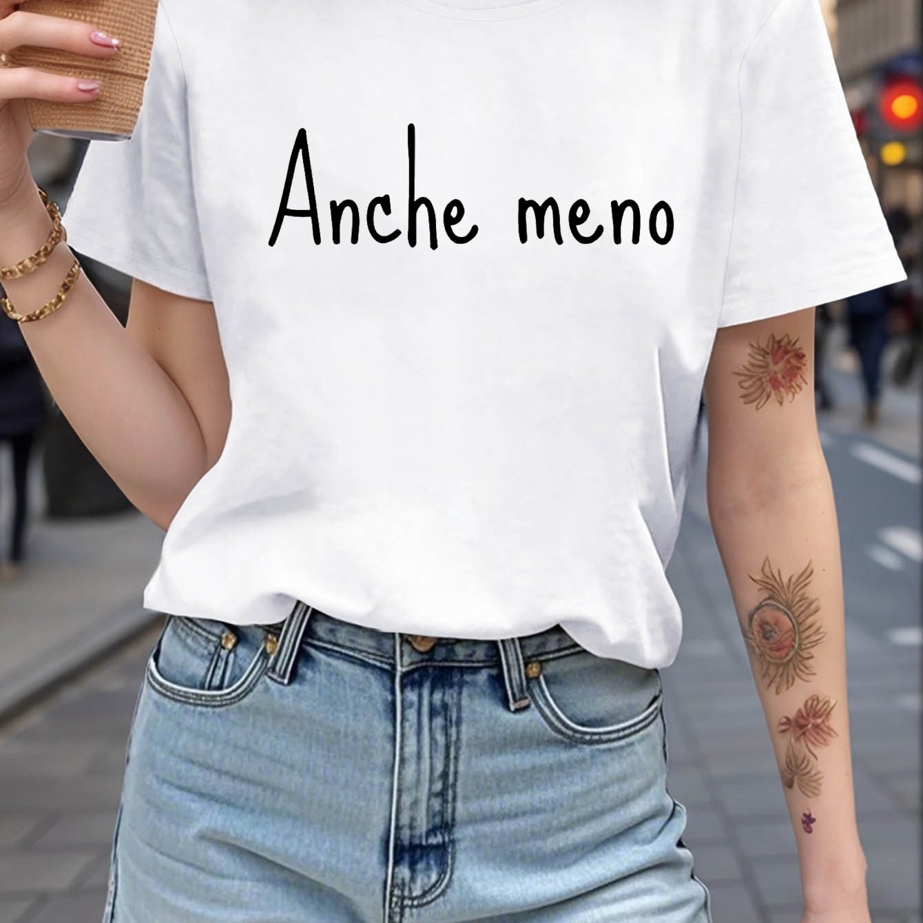 TEMU T-shirt con stampa di lettere, maglietta casual a maniche corte e per estate e , abbigliamento da donna