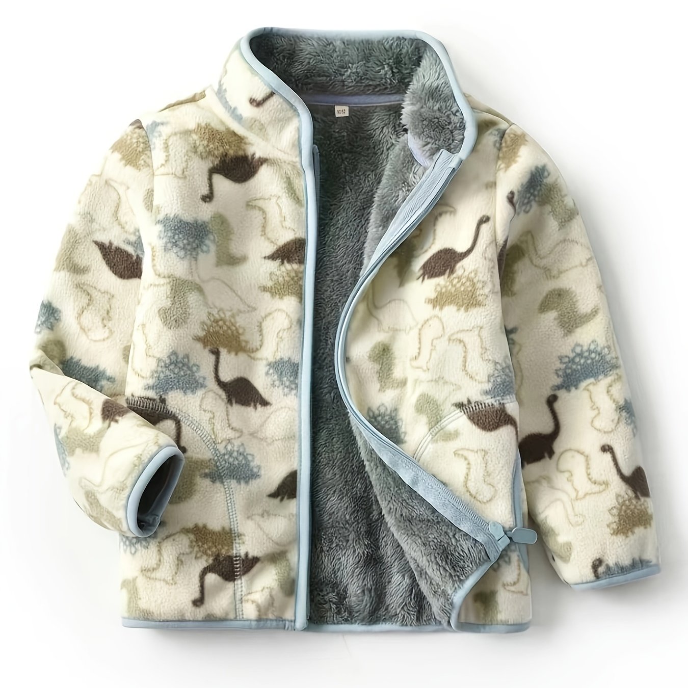 Image of Baby Boy Clothes New Boys' Cute Cartoon Animal Warm Thickened Collar Zipper Jacket, Autumn/winter Essentials