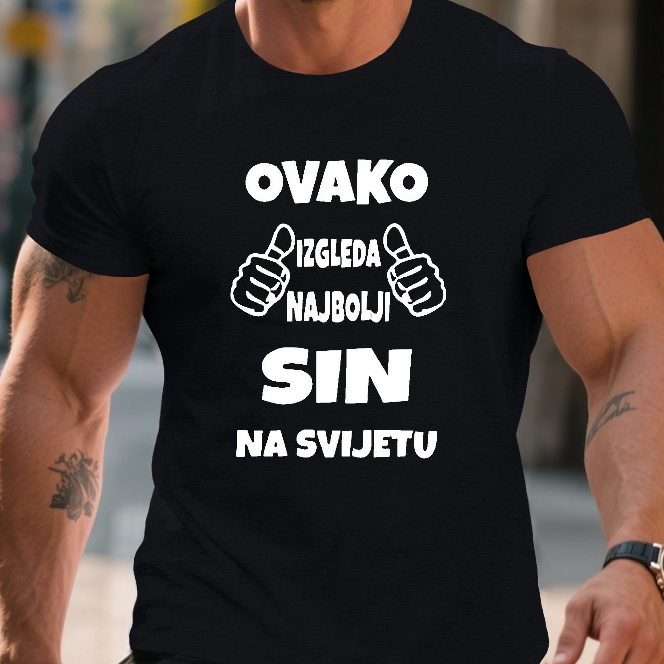 Smešna hrvatska humoristična majica za moške z nahrbtnikom za močnejše postave