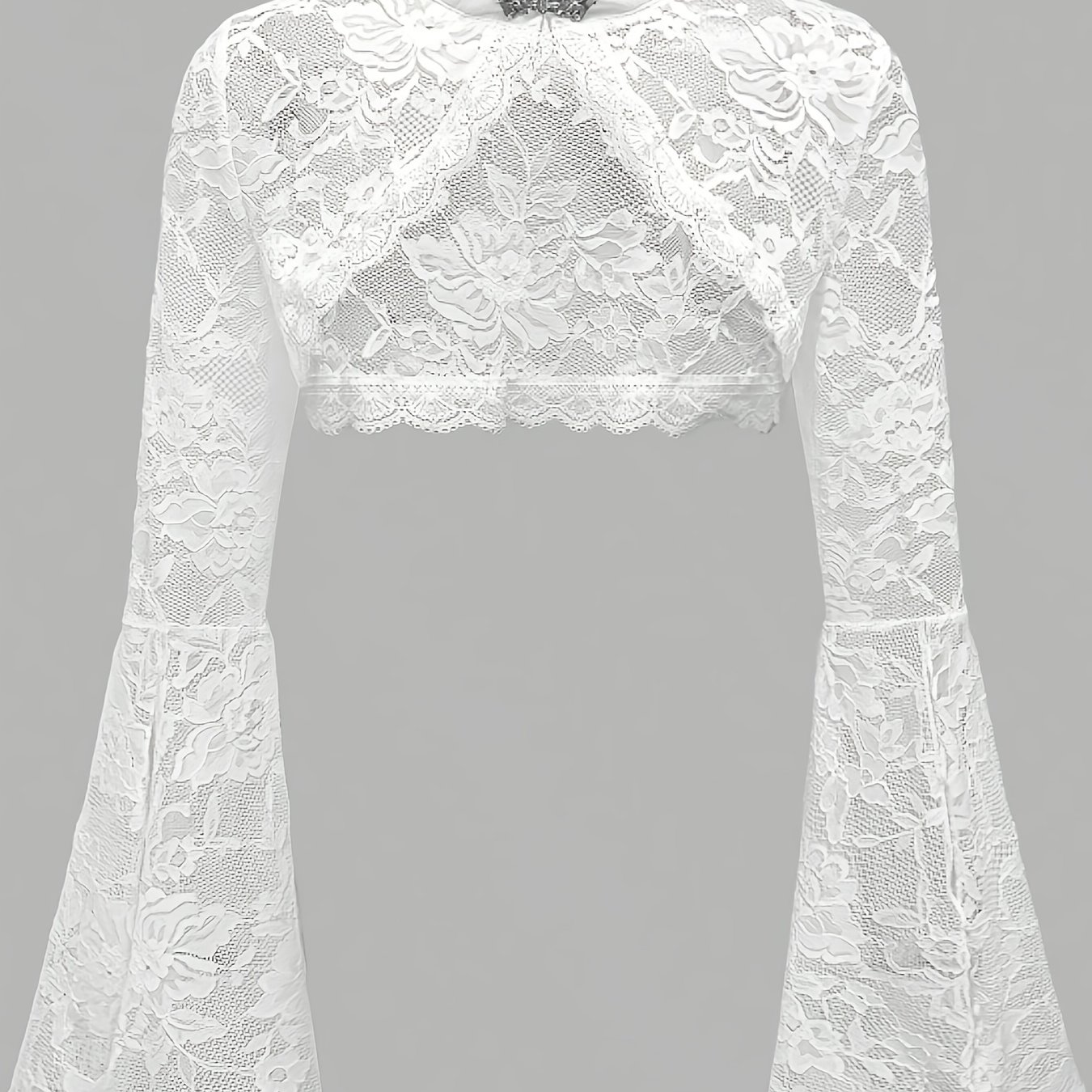 TEMU Blouse Femme Rétro à Col Montant avec Dentelle Superposée