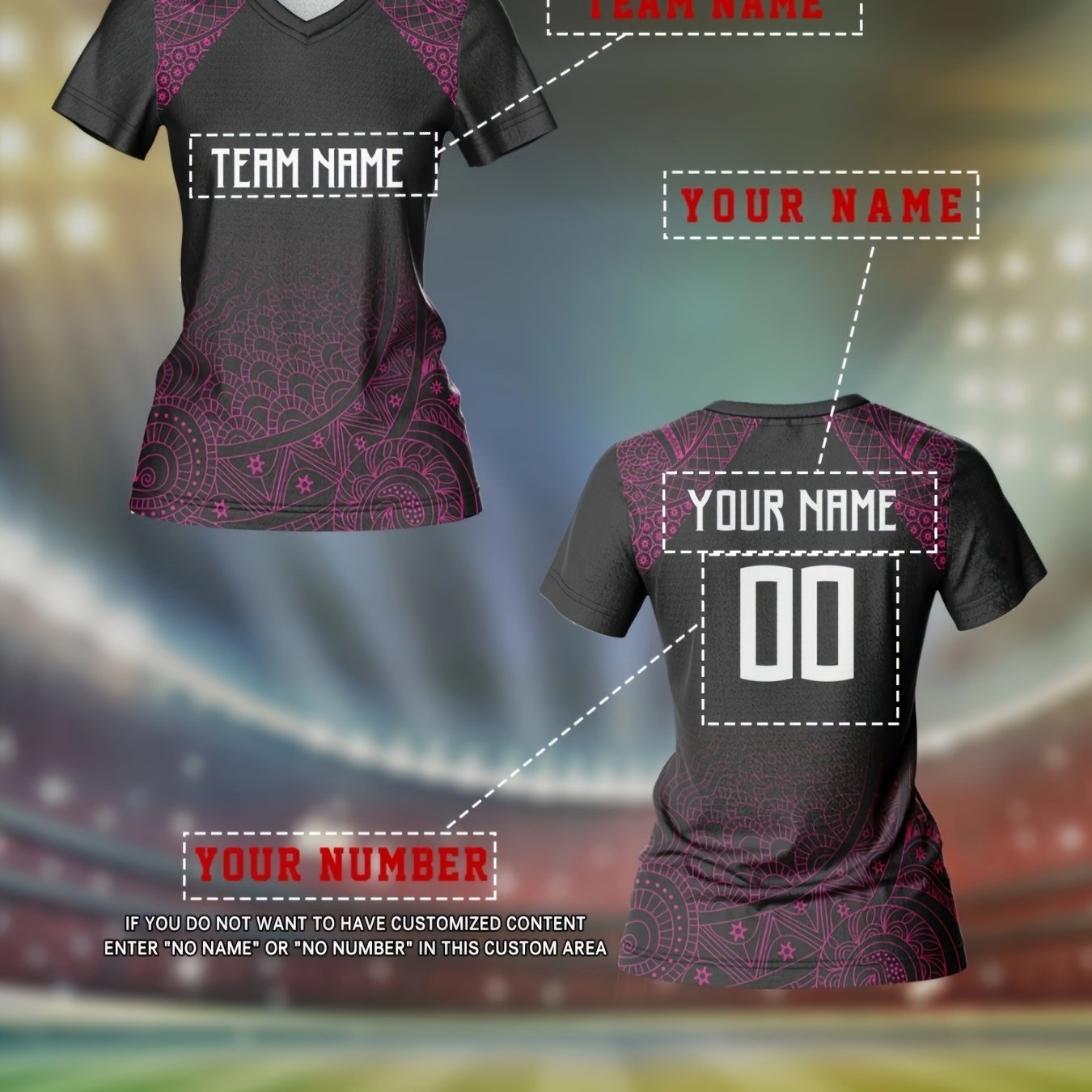 TEMU 2025 Custom Women's V-neck Soccer Jersey - Personalized Name And Number, Breathable Quick-dry Fabric, Full-body Paisley Print, Loose Fit For ,