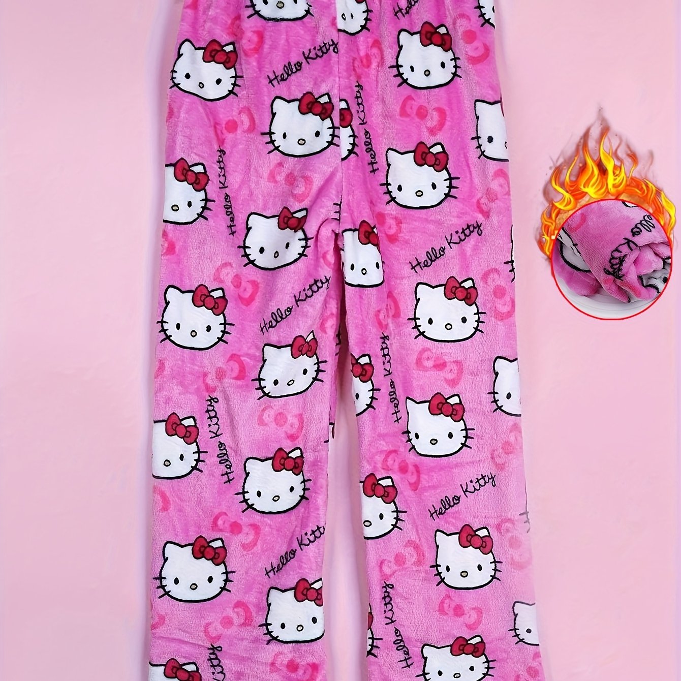 E-shop Europäischer Standard Universal - Autorisierte Sanrio Lady für Hello Kitty Flanell Pyjama Hose für Erwachsene - Y2 Cartoon Frühling, Herbst und