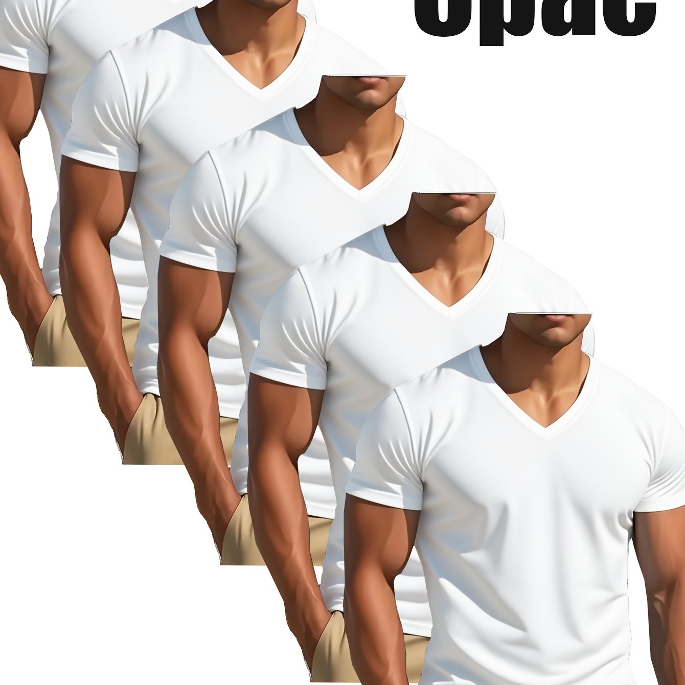 TEMU 5-pack Men's V-neck T-shirt | 60 Cotton 40 Polyester, Great ! Breathable & , Classic Solid Color, Extremely . Wardrobe Must-have, And Grab!