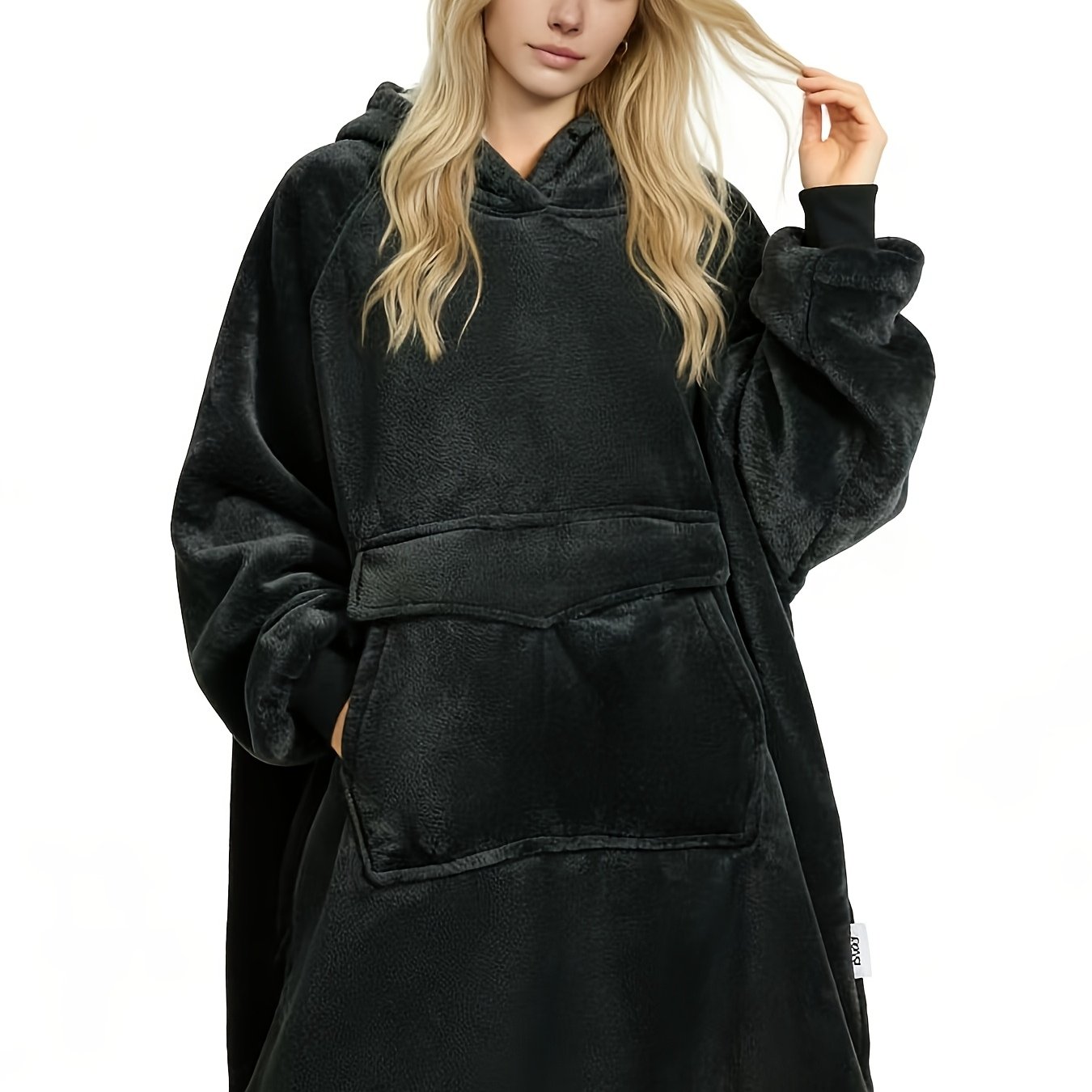 New Flannel Lazy Blanket Home Hooded Pullover Tv Blanket Medium-length Comfortable Loose Wearable Fleece Blanket With Micro Elasticity