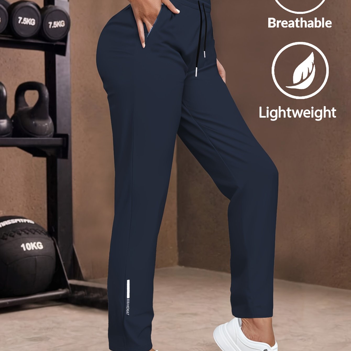 E-shop Lässige Damenhose | Elastisches Material, Kordelzug, Seitentaschen, Geeignet für Sport, Fitness, Unifarben, Lange Länge, Marke: