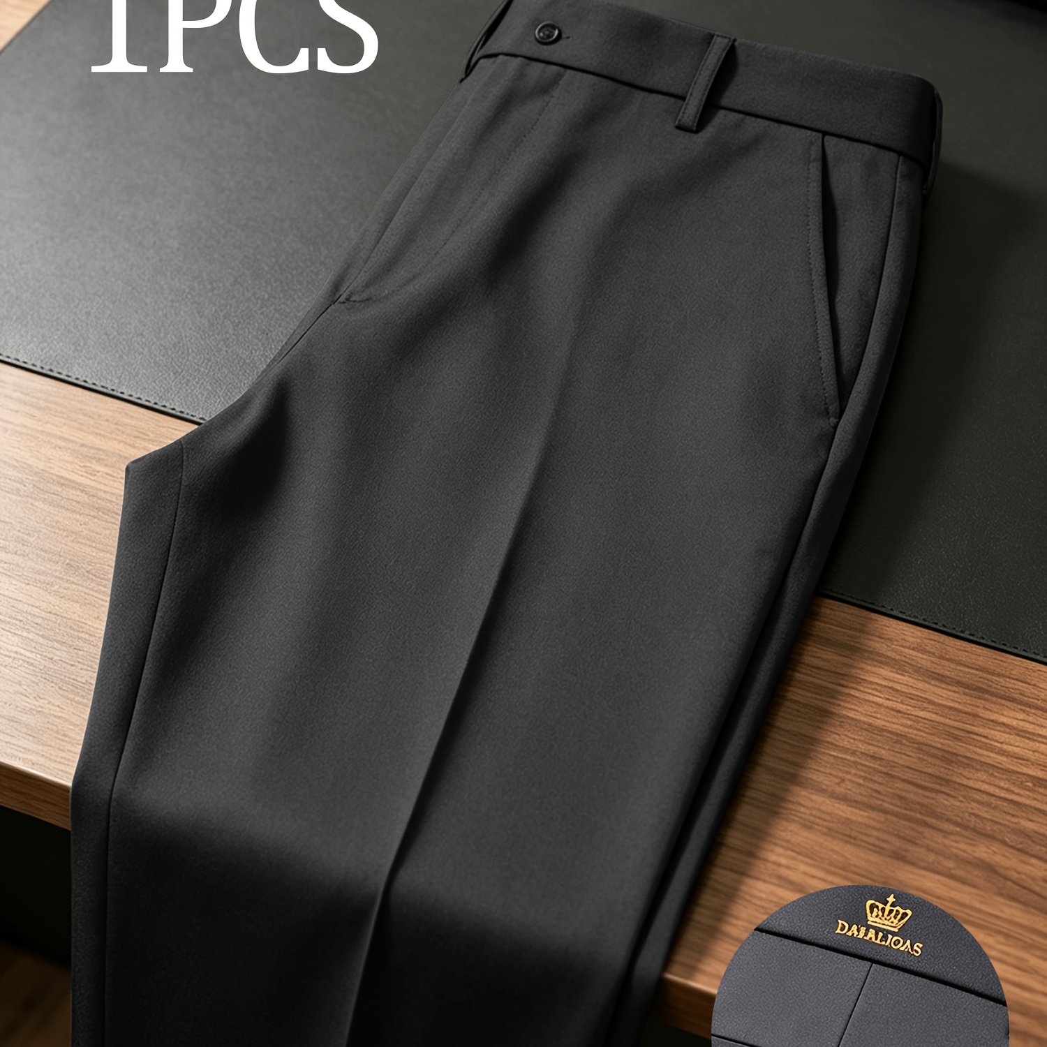 Image of 1pc Tall Men's Plus Size Trousers, Anti-wrinkle Non-pilling Men's Plus Size Dress Pants, Bamboo Rayon Breathable Men's Plus Size Dress Pants, Formal Wear Plus Size Dress Pants, Plus Size