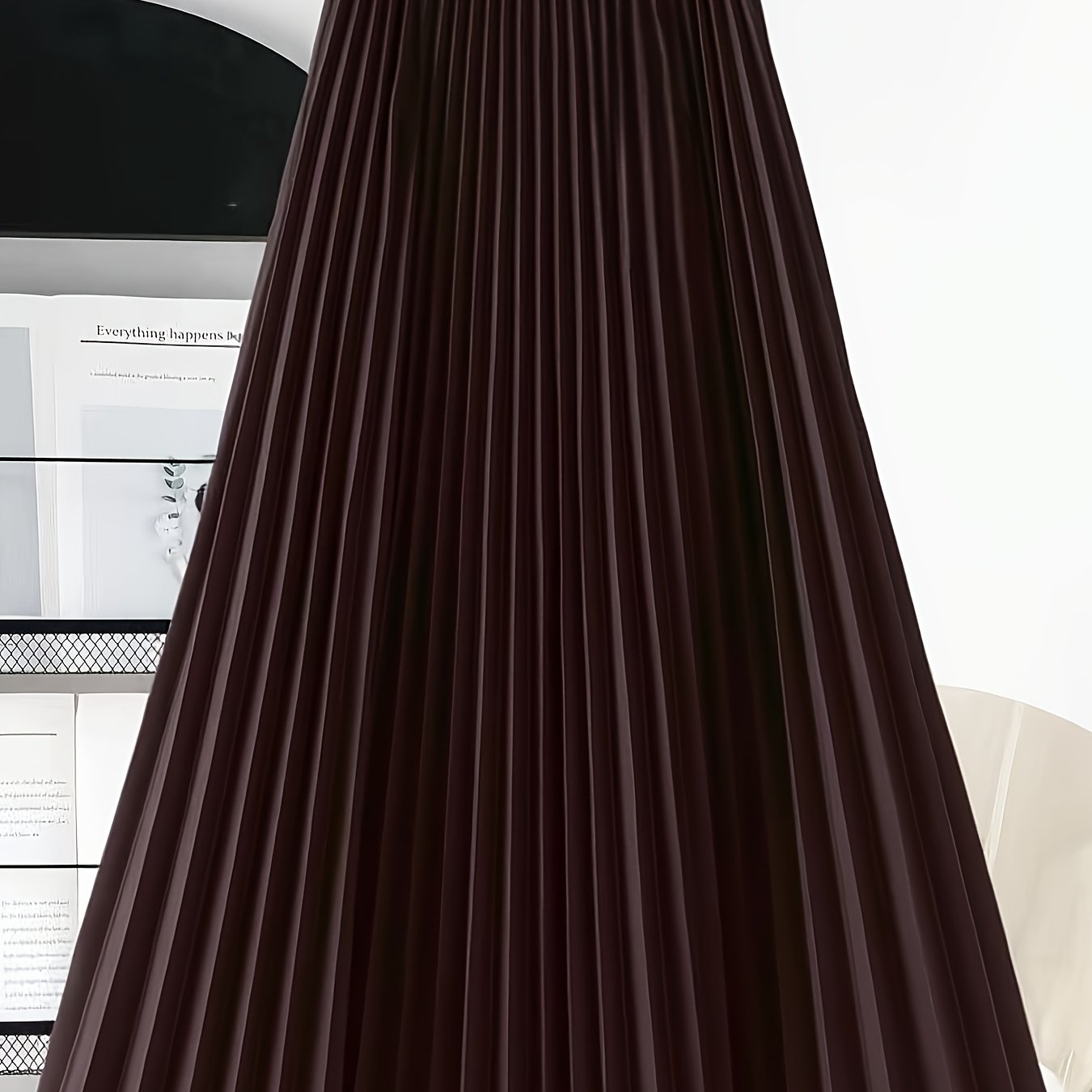Image of Elegant Women's Pleated Skirt Light Gray - Fiber Is Not Easy To Stretch, Machine Washable, Solid Color, Versatile Casual Formal Style, Vertical Pleated Design