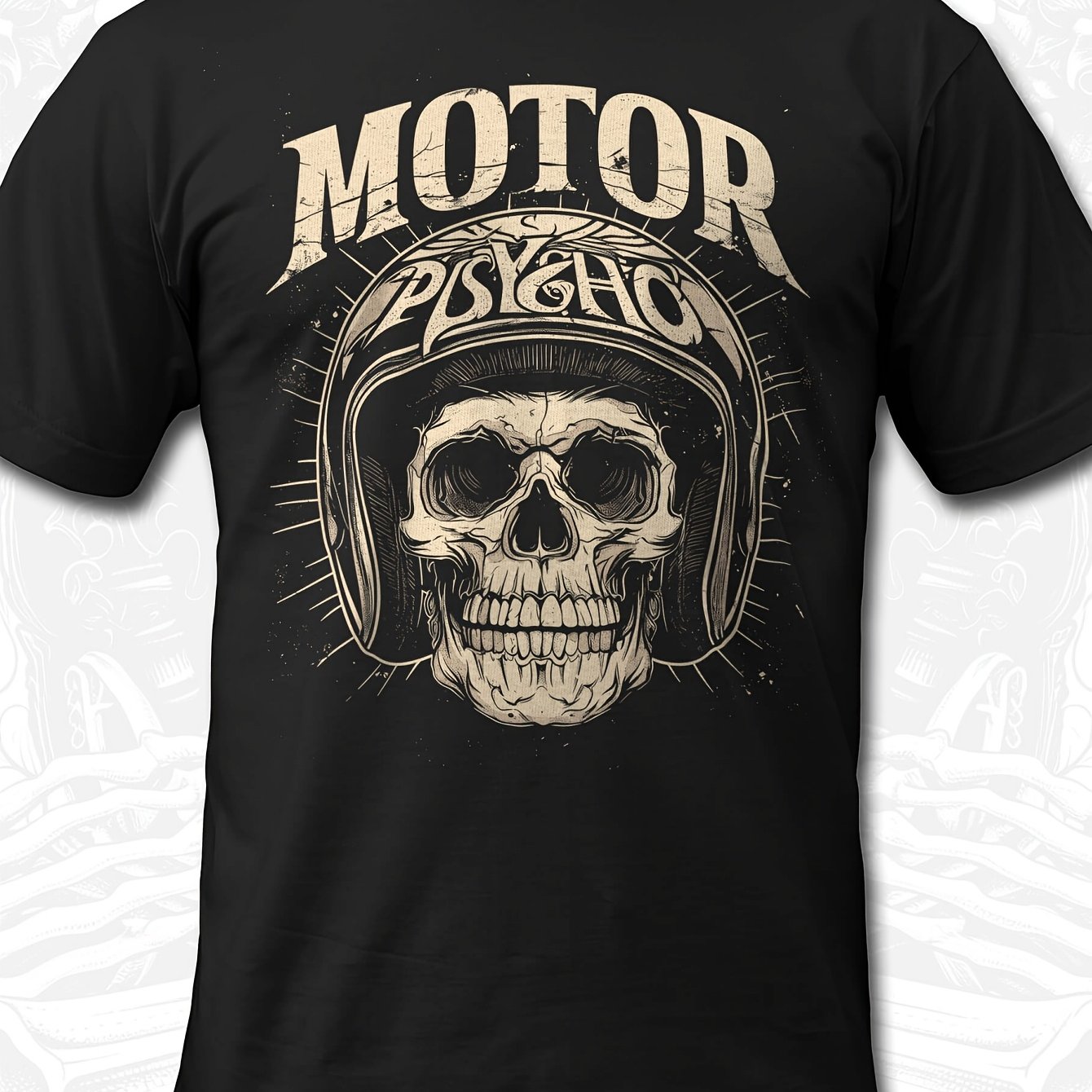 Image of Cool Men's Motorcycle T-shirt Moto Skull 1 Men's Biker T-shirt Summer Men's Casual Motorcycle T-shirt, Regular Fit, Suitable For Size S-3xl