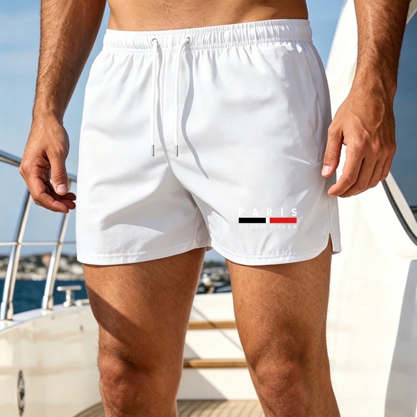 TEMU Men's Quick-dry Swim Trunks - Print Lightweight Beach Shorts With Drawstring Waistband, Non-sheer Fabric, Suitable For Beach, Pool, Running,