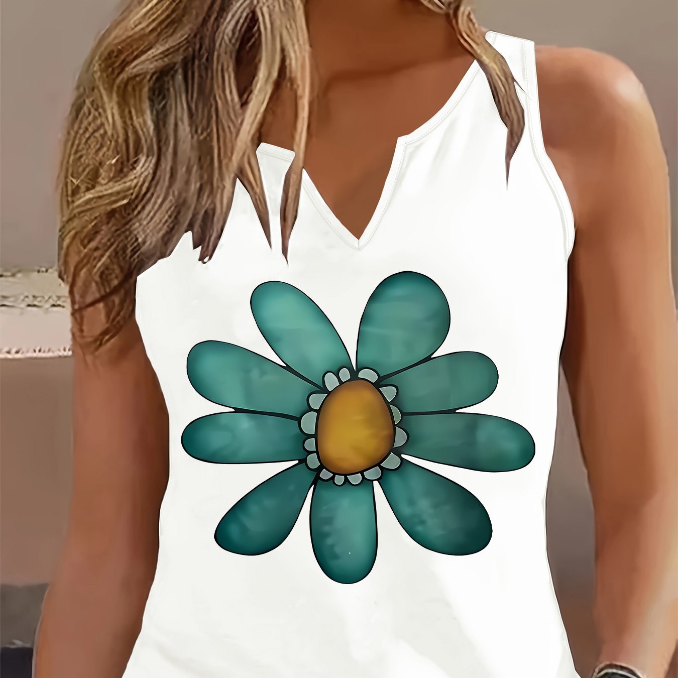 TEMU Graphic Print Tank Top, Sleeveless Casual Top For Summer & Spring, Women's Clothing