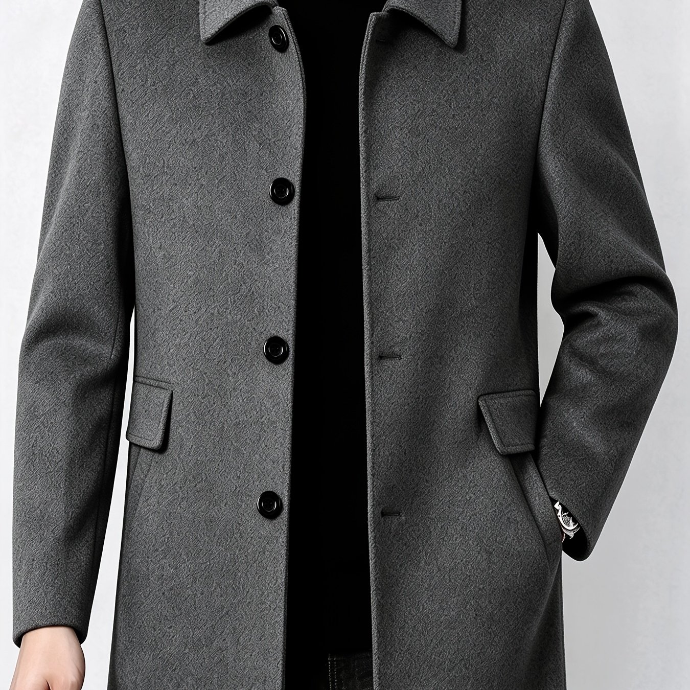 TEMU [wanren Mountain Obm] 2025 American 's Casual Classic All-match Solid Color Side Double Pocket Easy Design Anti-wrinkle Non-iron Single-breasted