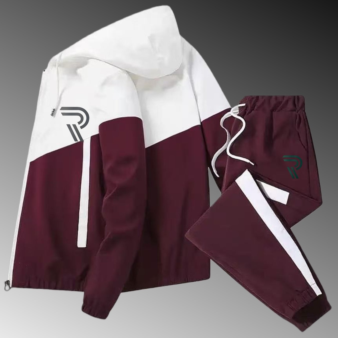 Image of A Two-piece Outfit Consisting Of A Casual Men's Sports Hoodie And Sweatpants, Featuring A 3d Printed Design, In Neutral Tones And Multiple Colors