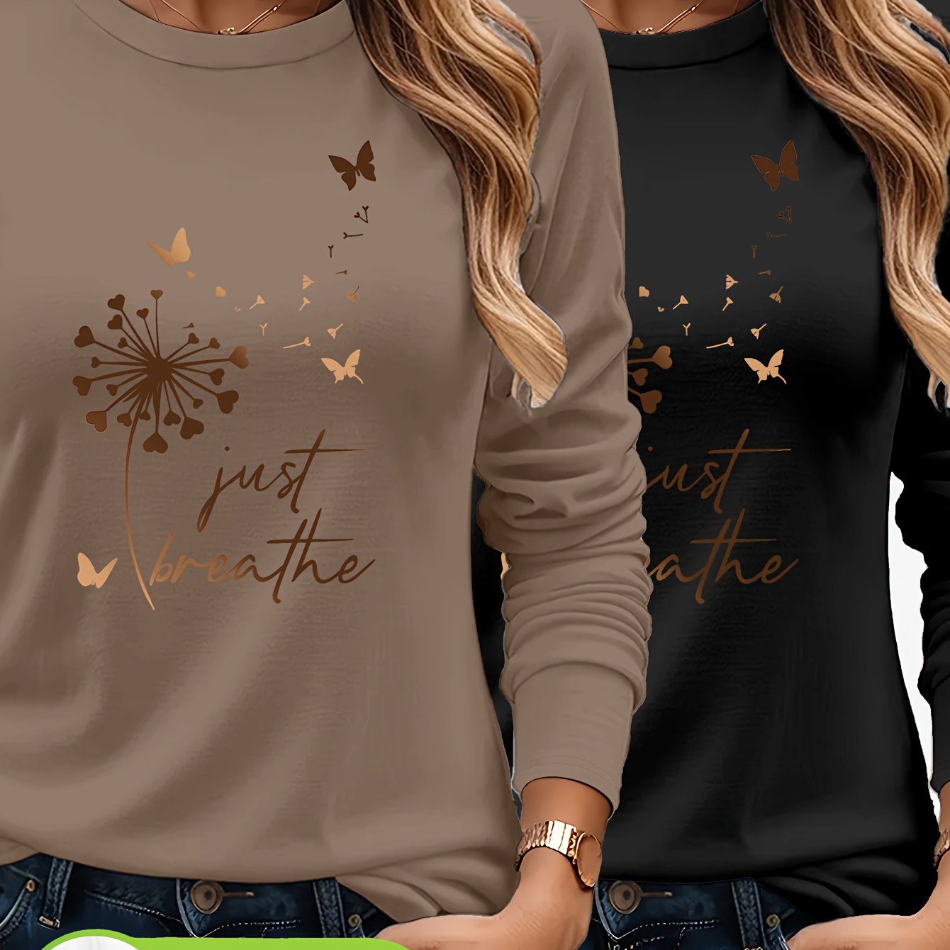 Image of Multi-piece Set Autumn/winter : Women's Long Sleeve 100% Two-piece Set With Letter Print Nc-11950