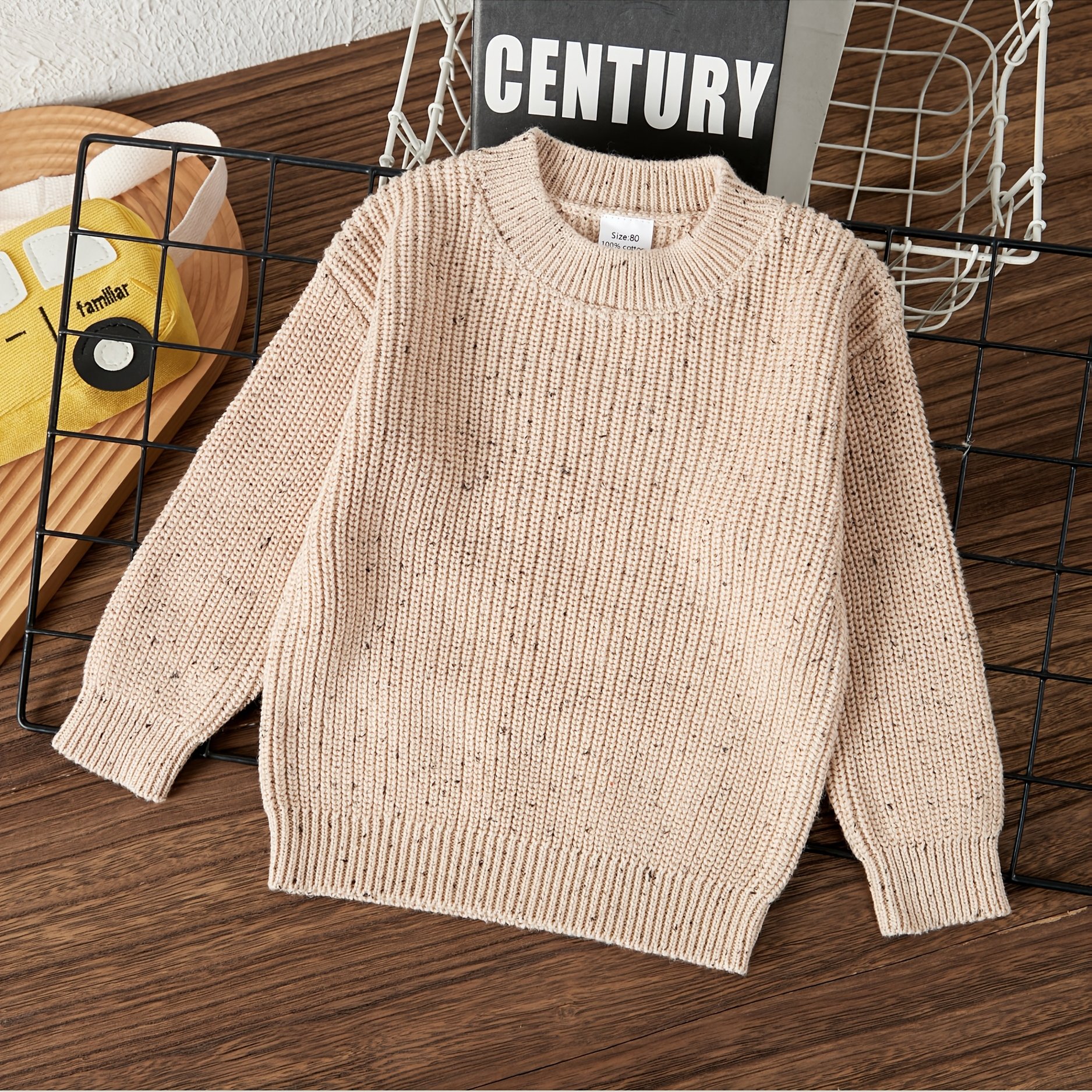 Image of Baby Sweater Round Neck Pullover Spring Autumn Style Loose Knit Jacket Clothing Toddler Sweater Infant Knitwear