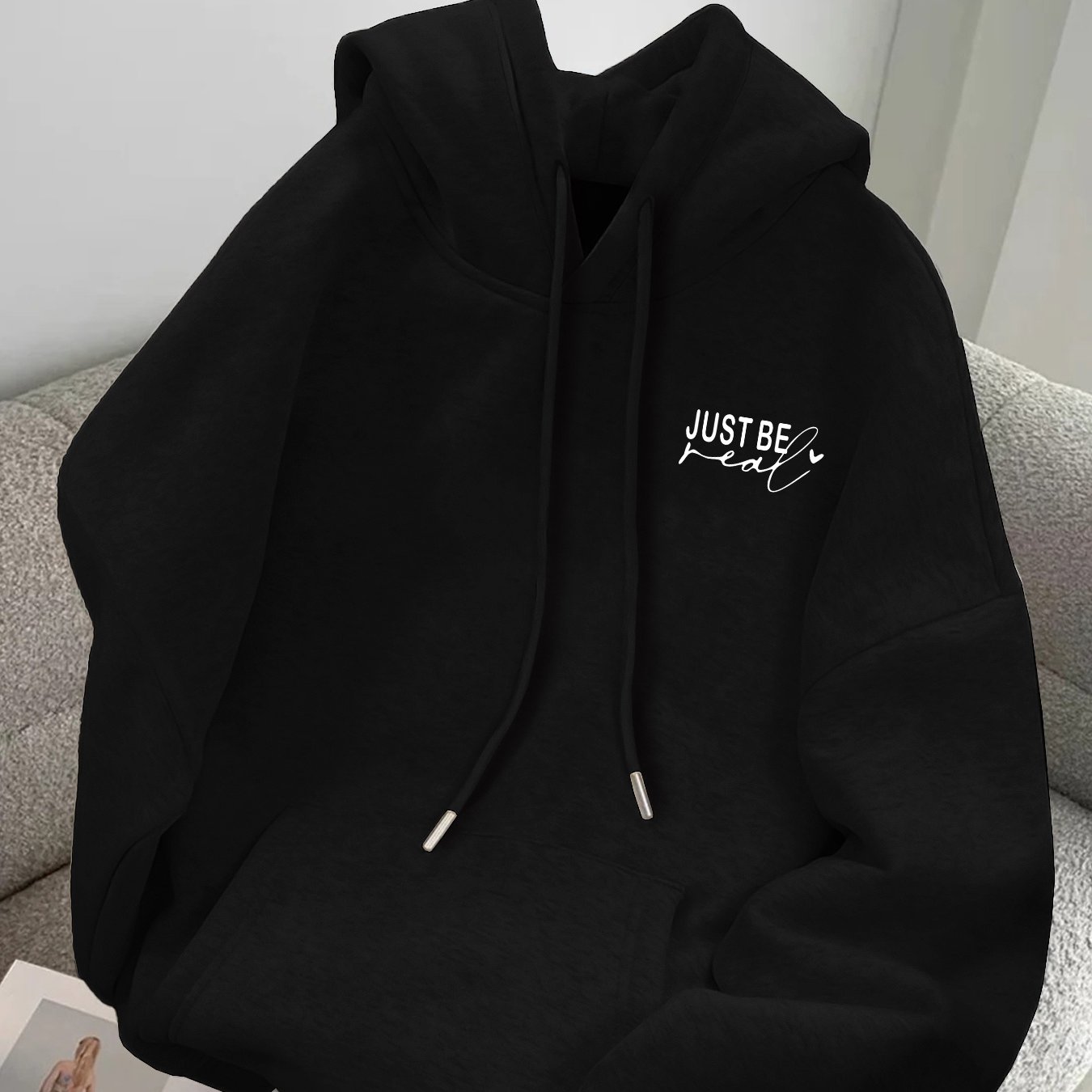 TEMU Casual Hooded Sweatshirt With Chest Logo " Real