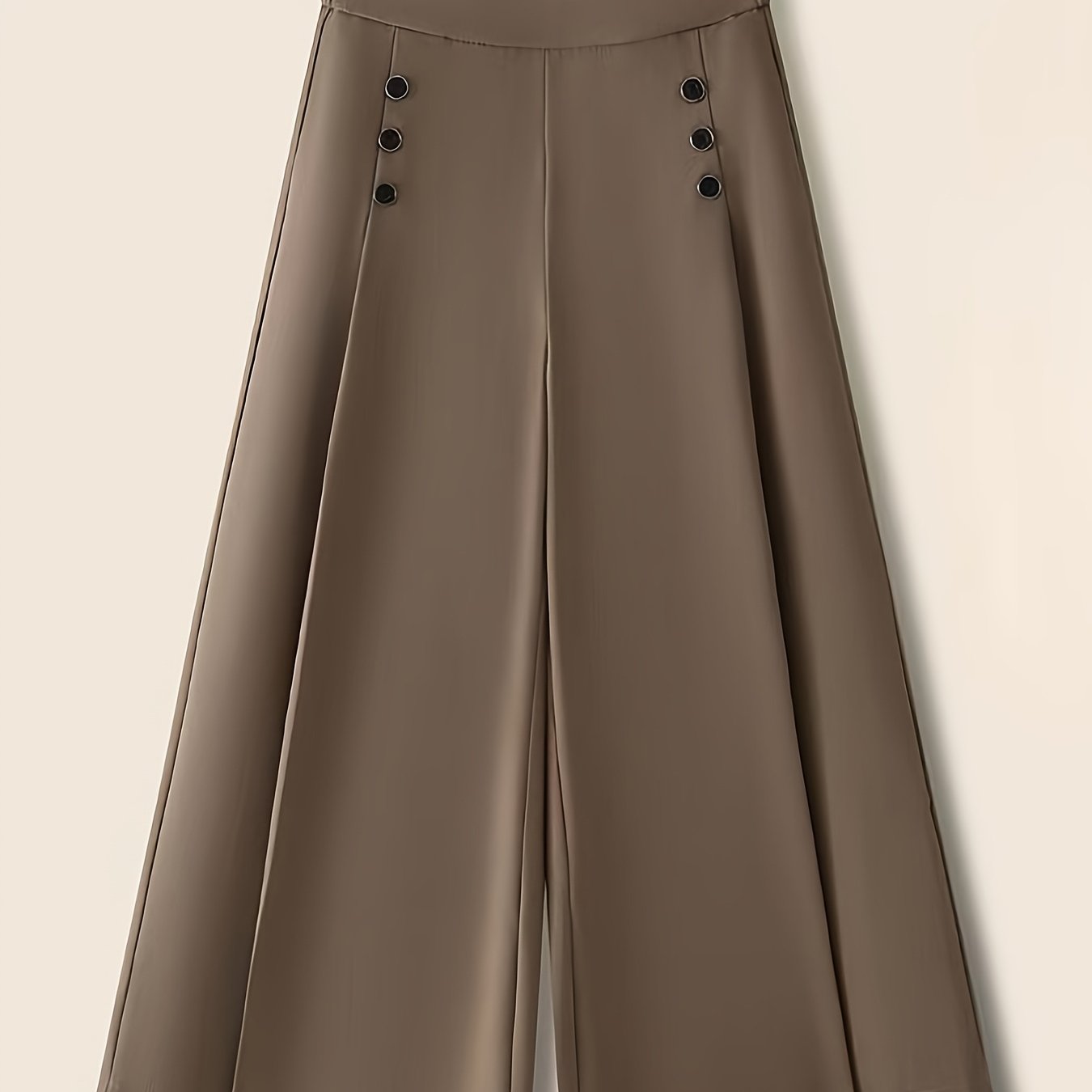 TEMU Plus Size, Japanese-style Casual Versatile Wide-leg High-waist Trousers With A Design- Feel, Made From Suit-like Draping Fabric. Women's Cropped