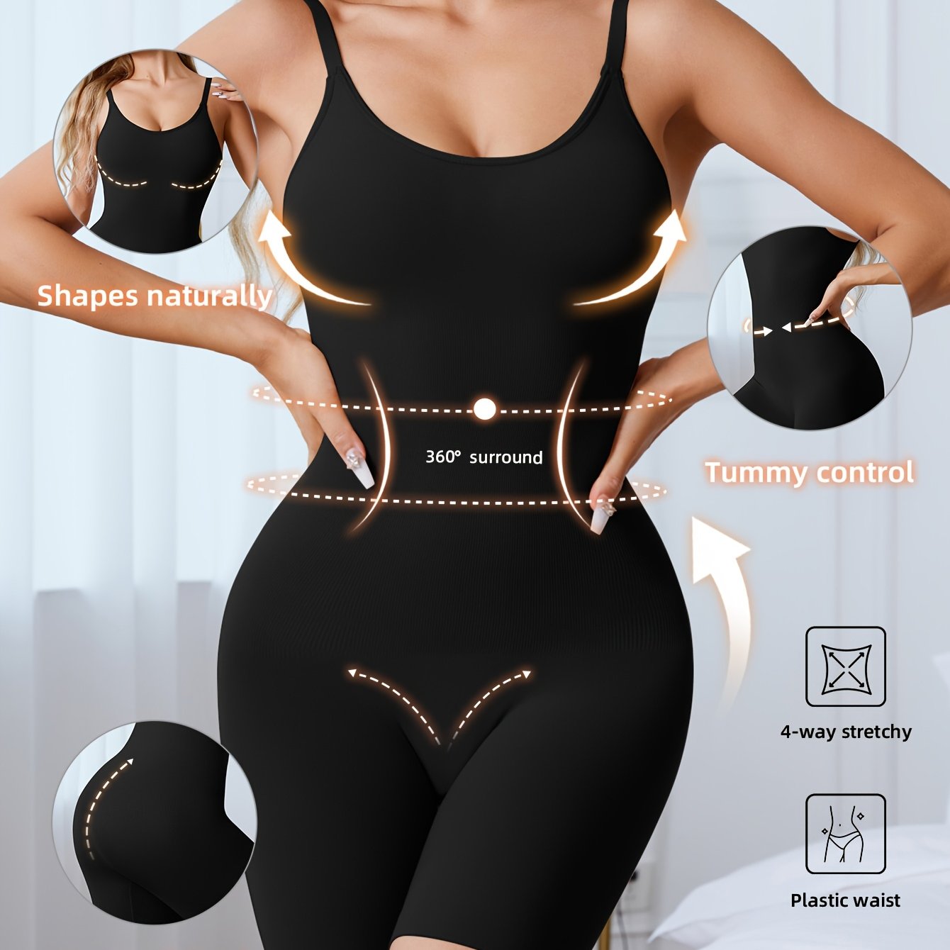 Image of Women' One-piece Shapewear, And Shaping, Controls The Abdomen, Flattens The Tummy, Tight Bodysuit, Worn As Outerwear Shaping Underwear