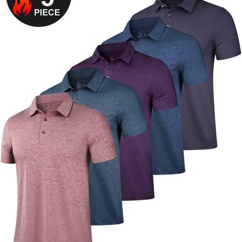 5 pack mens shirts quick dry short sleeve golf t shirt performance moisture wicking casual workout