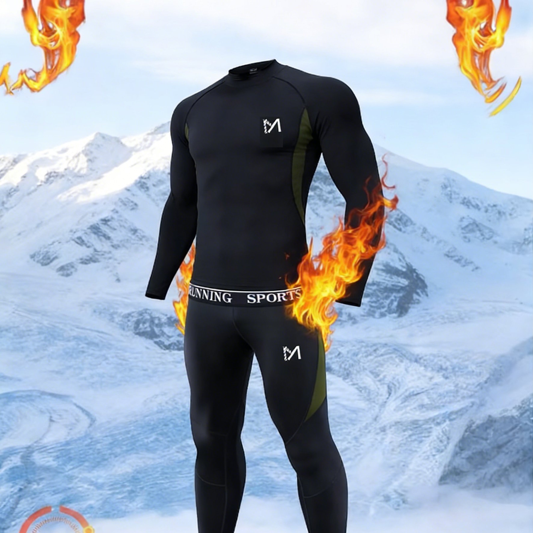 Image of 2 Pieces Of Stylish Thermal Sportswear Sets, Including Quick-drying Tops And Breathable Compression Leggings, Ideal For Outdoor Activities, Athletic , And Keeping Warm At Home