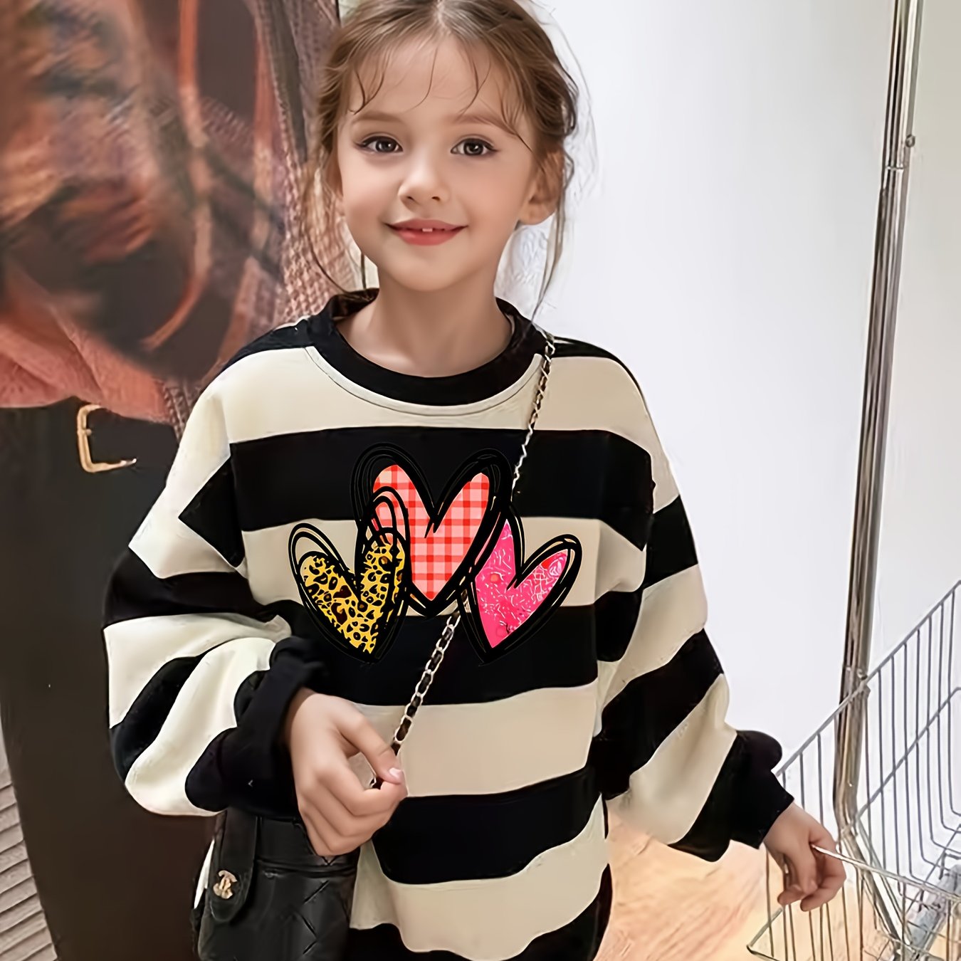 Girls' Fashion Sweatshirt Spring And Autumn Loose Gray Print Short Sweatshirt Fashionable Clothes