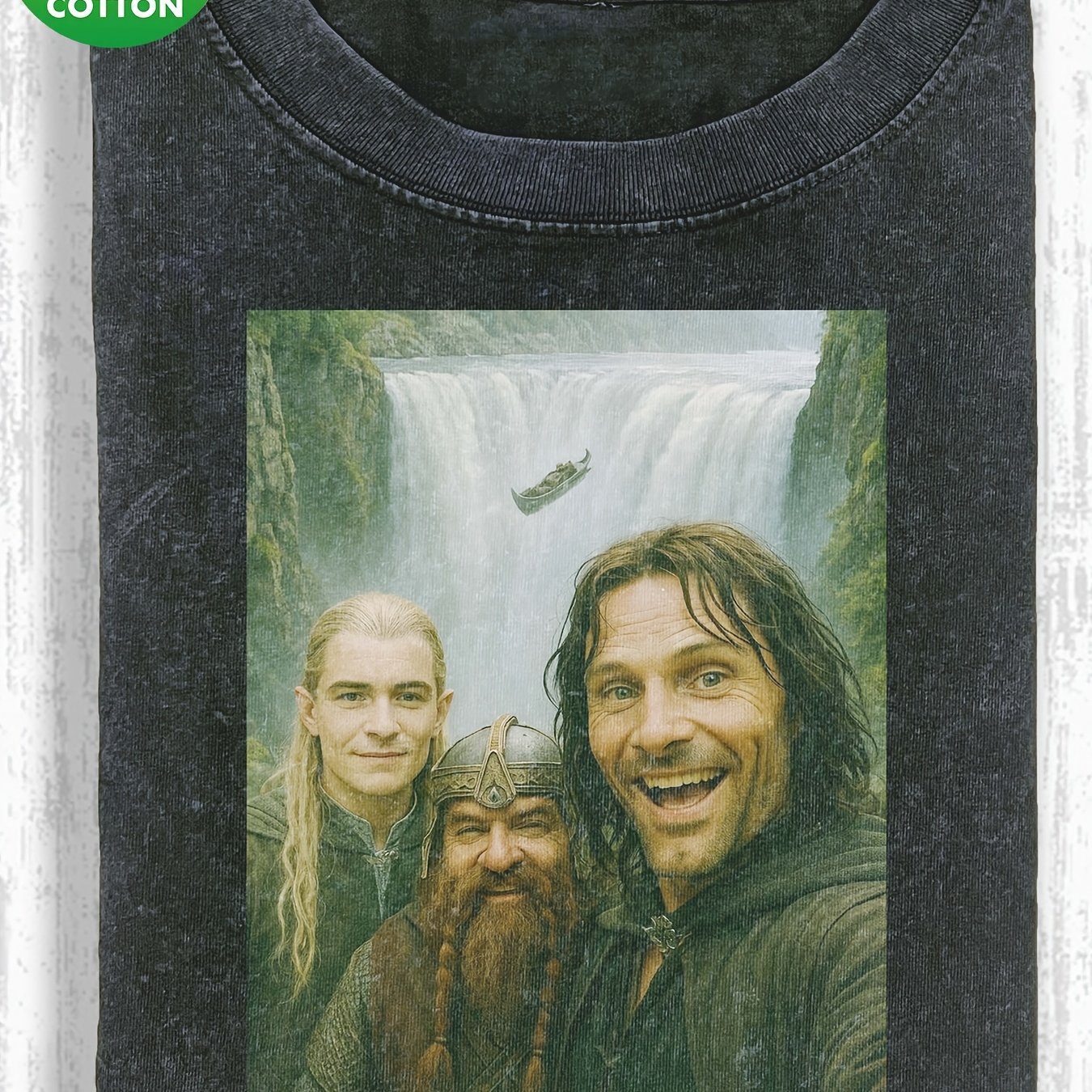 Image of Warner . Official, Spring And Summer Men's Guard Team Waterfall Printing T-shirt, Height And Quality Thickened 180g Round Neck Short-sleeved T-shirt, Casual Everyday Street T-shirt