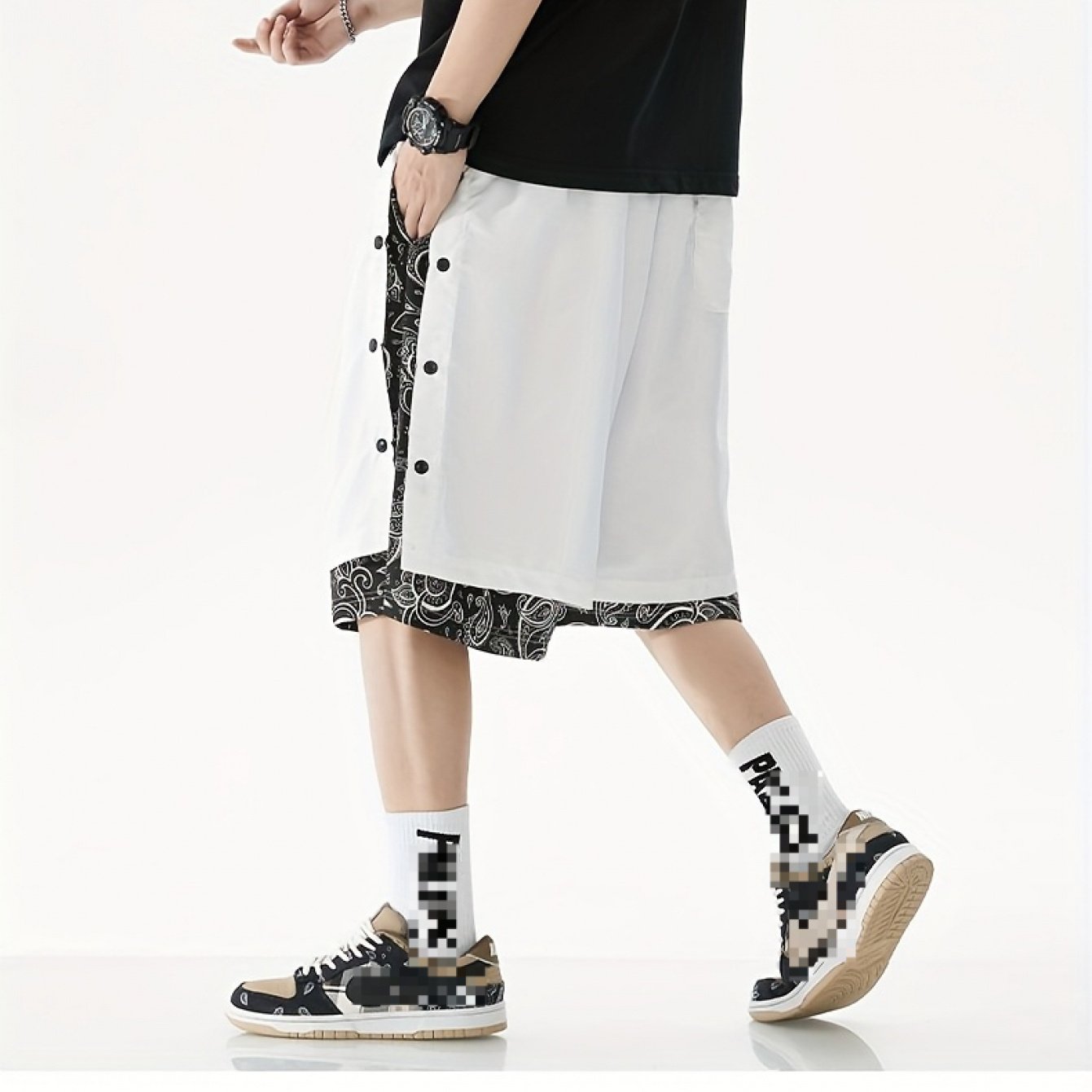 TEMU 【メンズ】ツーピース カジュアル ショーツ、ルーズフィット、ストレッチ、丈夫、しわになりにくい、カラーブロック、トレンディ、若々しいスタイル、アウトドアスポーツ、レジャー、旅行、デートに最適。メンズ ショーツ、メンズ カジュアル パンツ、メンズ ビー...