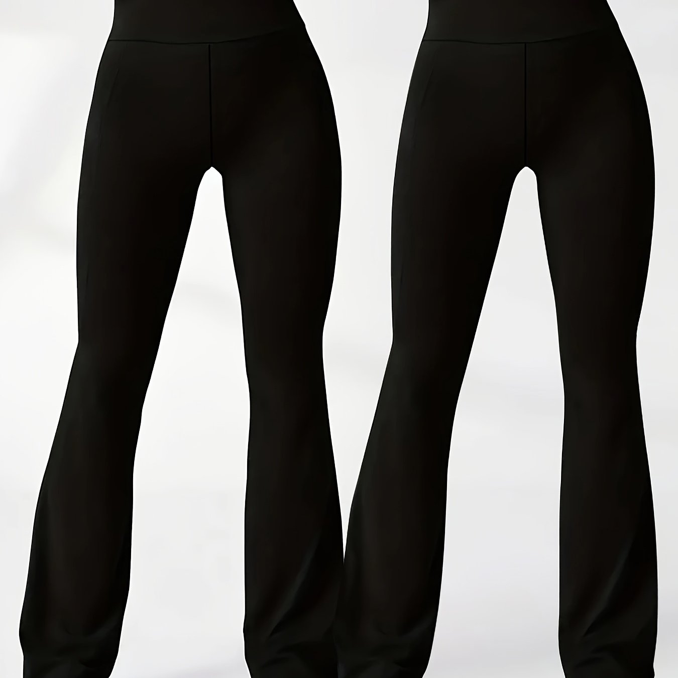 2pcs Set Women's High-waist Tummy Control Flare Pants - Flare Long Trousers, Solid