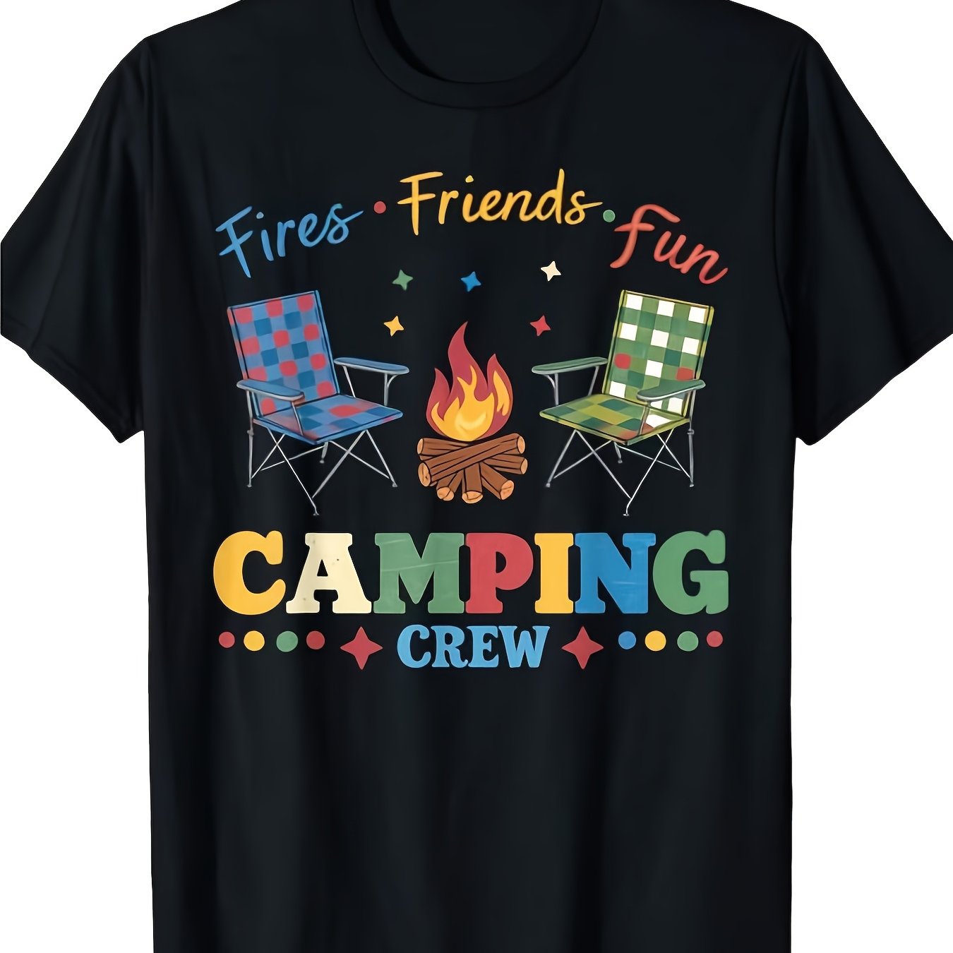 TEMU T-shirt graphique pour hommes "Amis du feu" - T-shirt décontracté, respirant et extensible à col rond, idéal pour et les loisirs, parfait pour